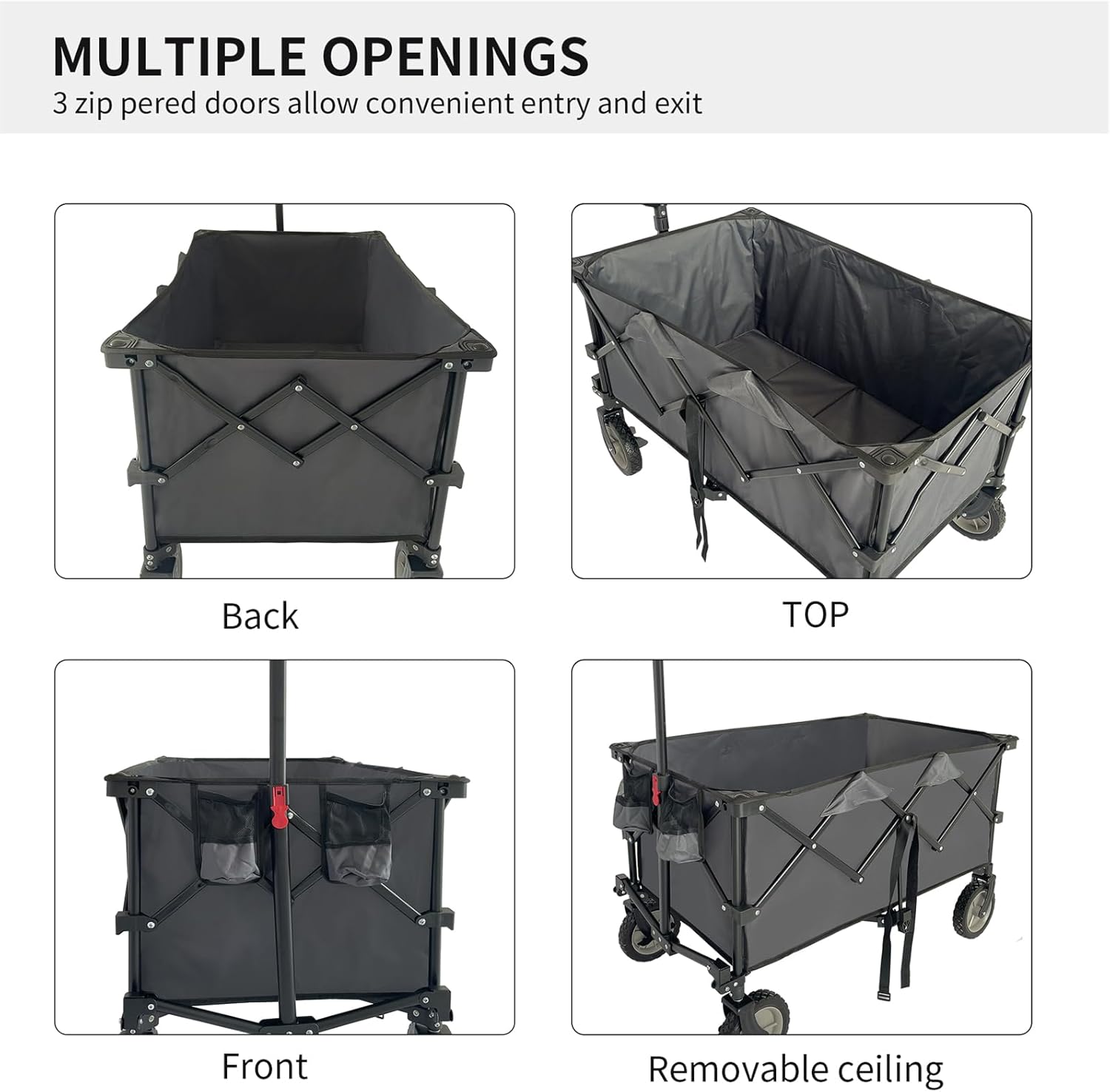 Carrito de jardín al aire libre plegable para acampar compras, 220 libras multiusos Push Pull plegable carro de playa, carro utilitario para playa,