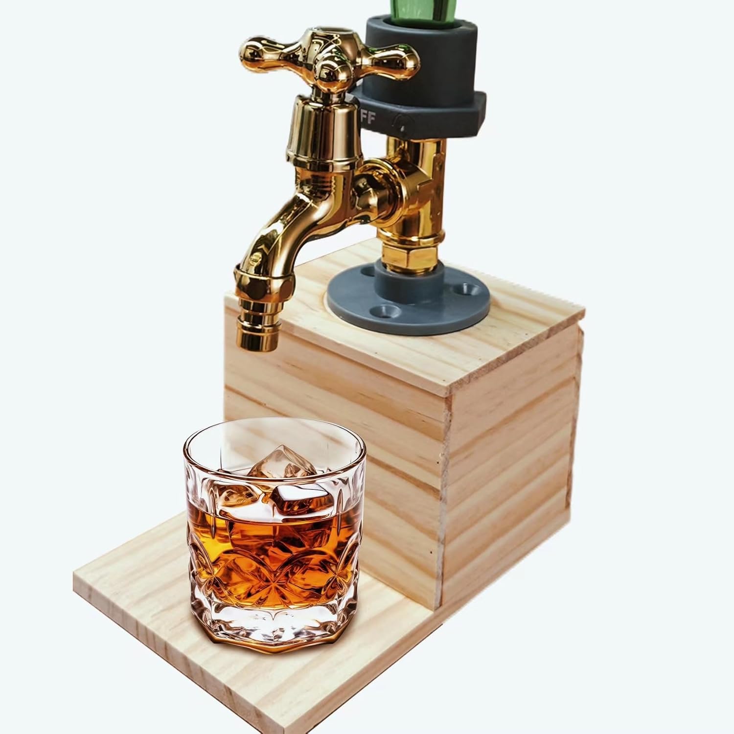 Dispensador de alcohol, dispensador de botellas de licor, diseño único de madera con soporte en forma de grifo, accesorios de alcohol, regalo ideal