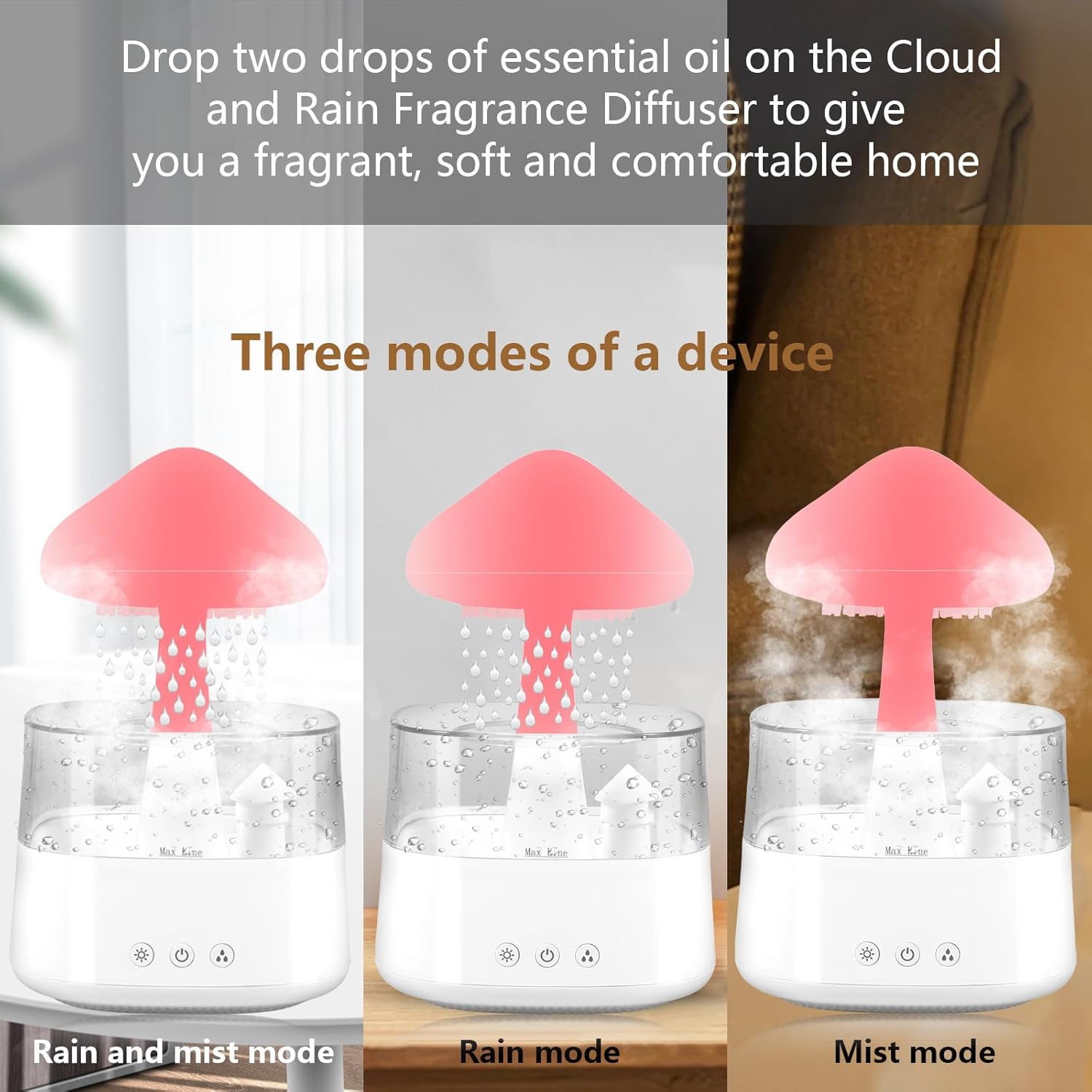 Humidificador de nube de lluvia con 7 luces de colores, difusor de lluvia y nube, lámpara de cascada, humidificador de nube de lluvia relajante,