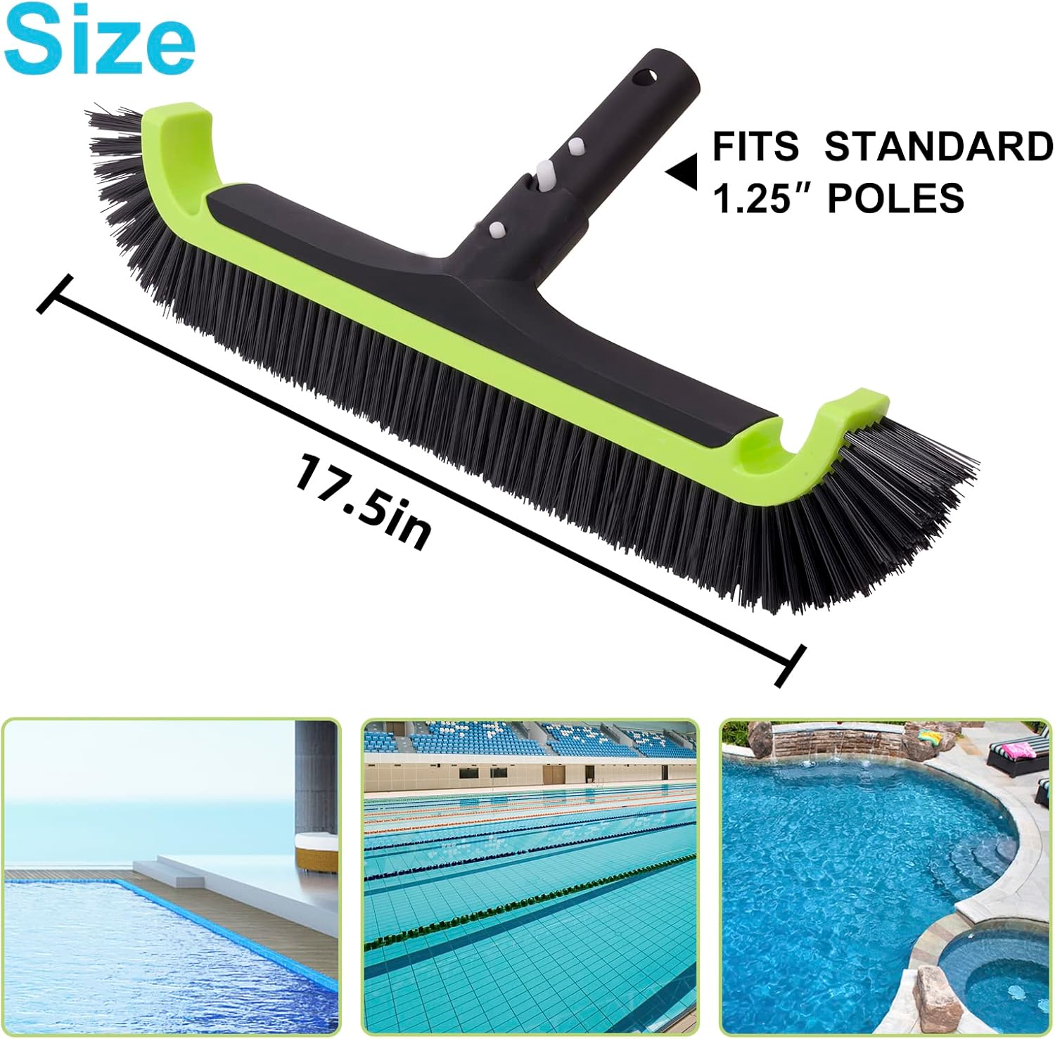 Sepetrel Cabezal de cepillo de piscina mejorado para limpiar paredes de piscina, cepillos de limpieza de piscina resistentes para enterradosobre el