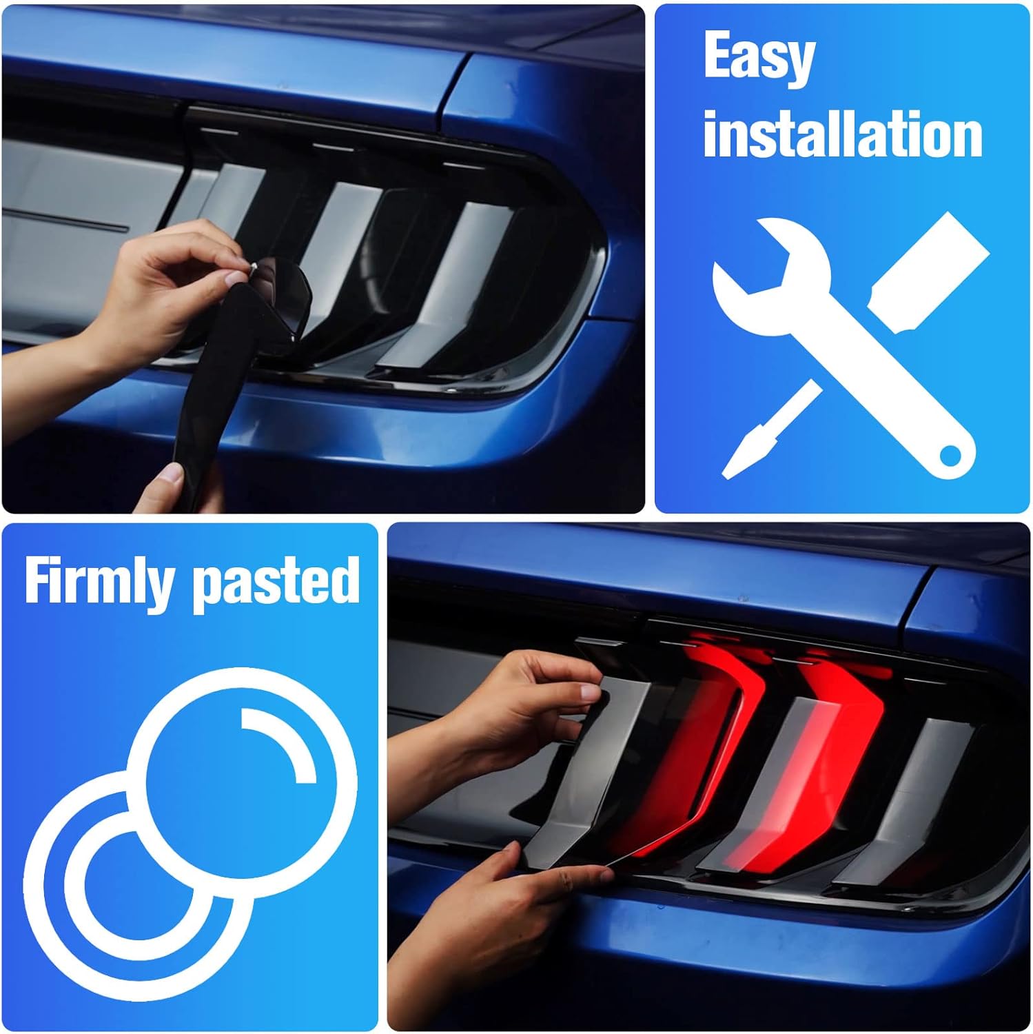 LitMiRaCle Smoke Black Taillight Protector Cover Compatible Ford Mustang, PC Resin Tail Shades, Taillight Decorative Shade Accessories Compatible