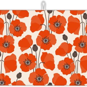 UIUPRO Tapete de secado de platos con flores de amapola roja para decoración de encimera de cocina, almohadilla de secado de platos, almohadilla UIUPRO Tapete de secado de platos con flores de amapola roja para decoración de encimera de cocina, almohadilla de secado de platos, almohadilla