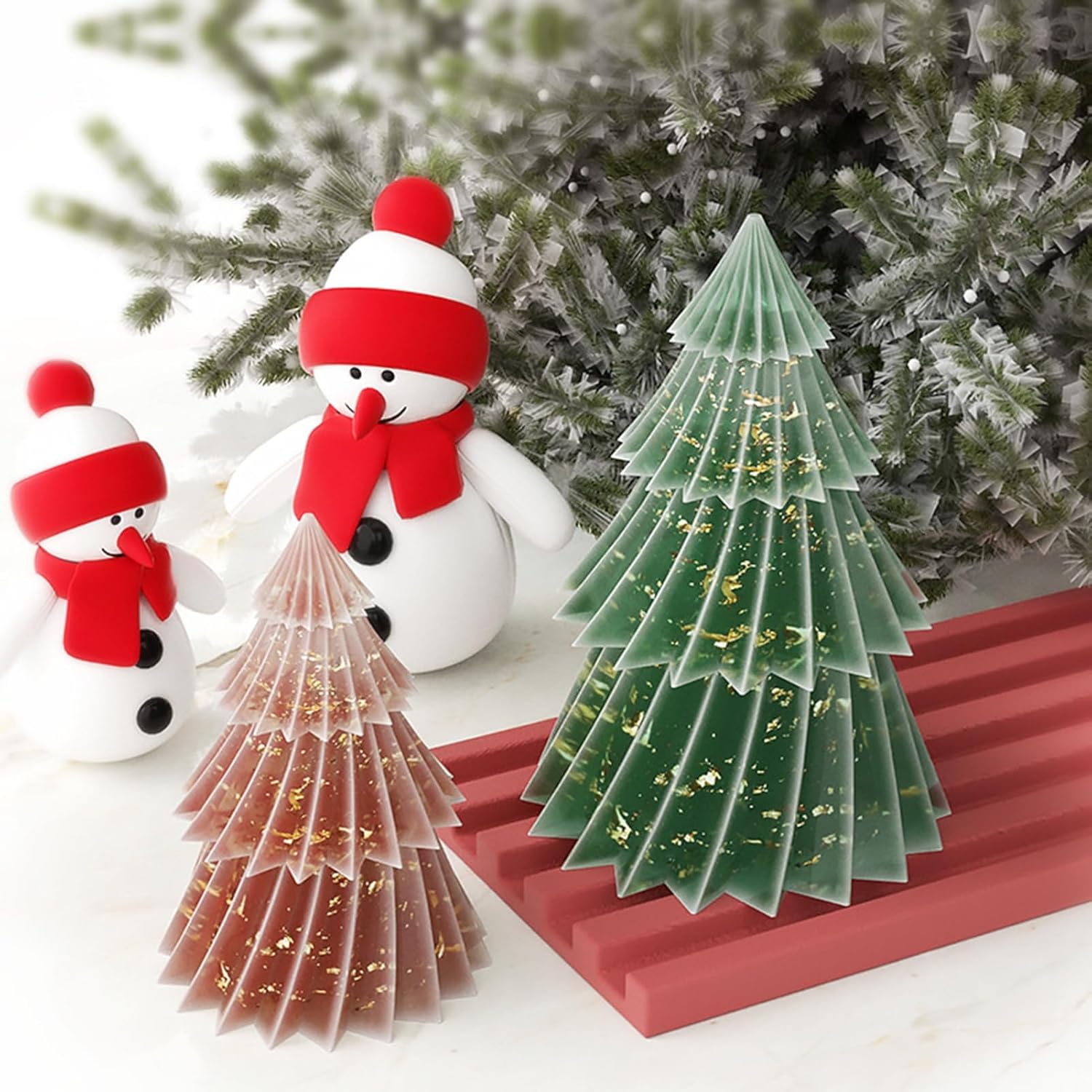 Molde de silicona para velas de árbol de Navidad, decoración pequeña de temporada, de grado alimenticio, resistente al calor, antiadherente, fácil