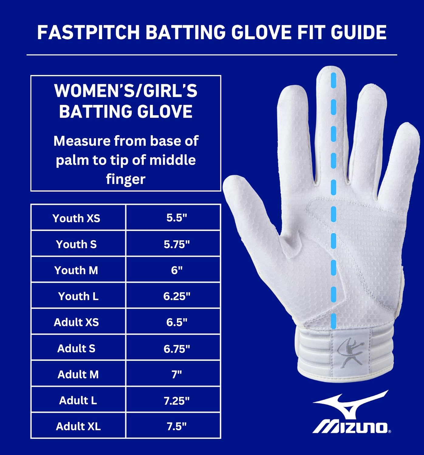 Mizuno Finch Softball – Guantes de bateo acolchados  Par  Adulto y joven  Palma antideslizante  Palma acolchada  Parte trasera de malla flexible