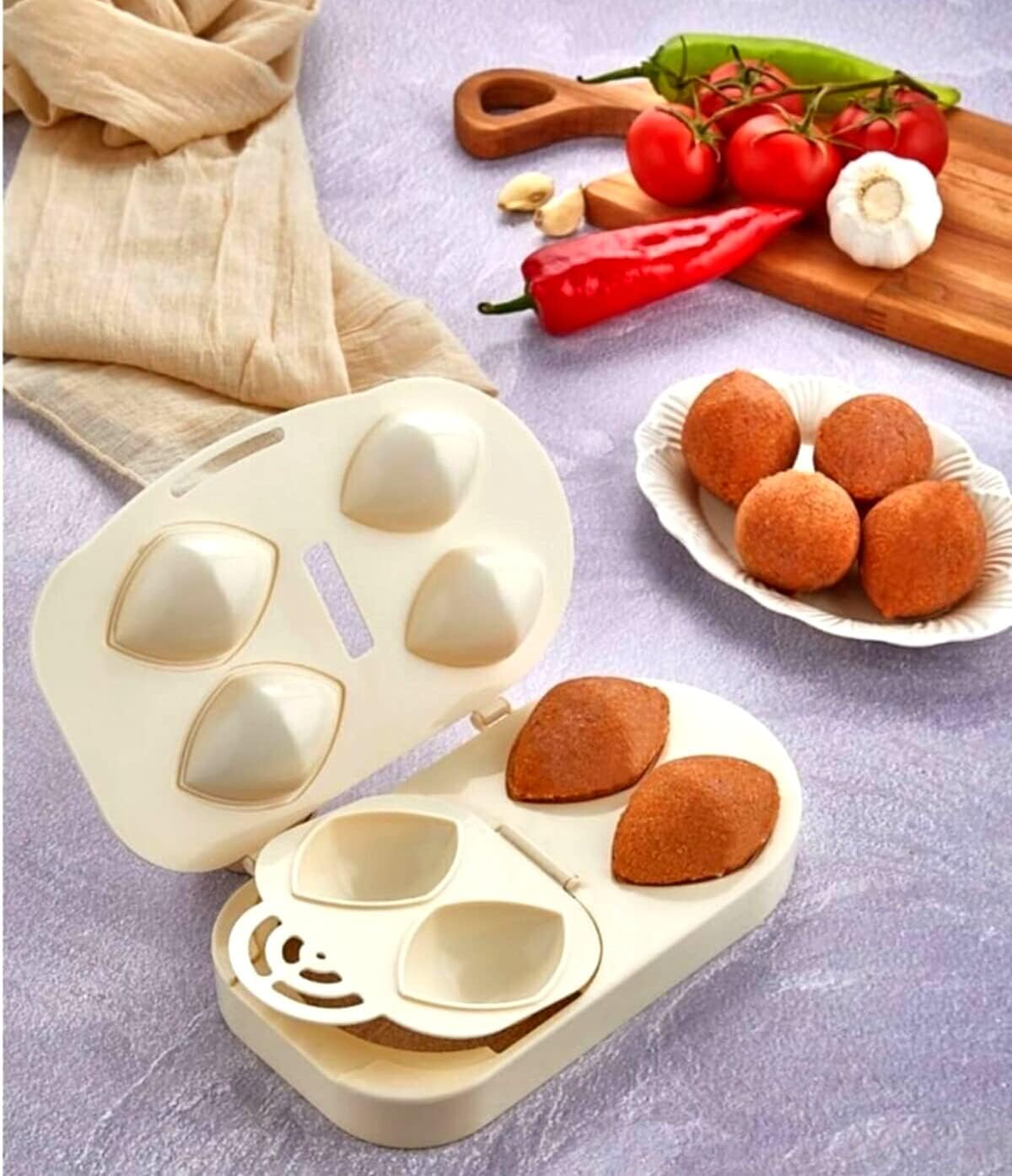 DLK – Molde Kibbeh Pratic, aparato de albóndigas rellenas, molde para hacer albóndigas rellenas – Molde de prensado para icli kofte turco, multicolor