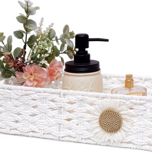 DUOER Cesta de papel higiénico para decoración de baño, cesta para organizar bandeja de baño para mostrador, cesta de almacenamiento para DUOER Cesta de papel higiénico para decoración de baño, cesta para organizar bandeja de baño para mostrador, cesta de almacenamiento para