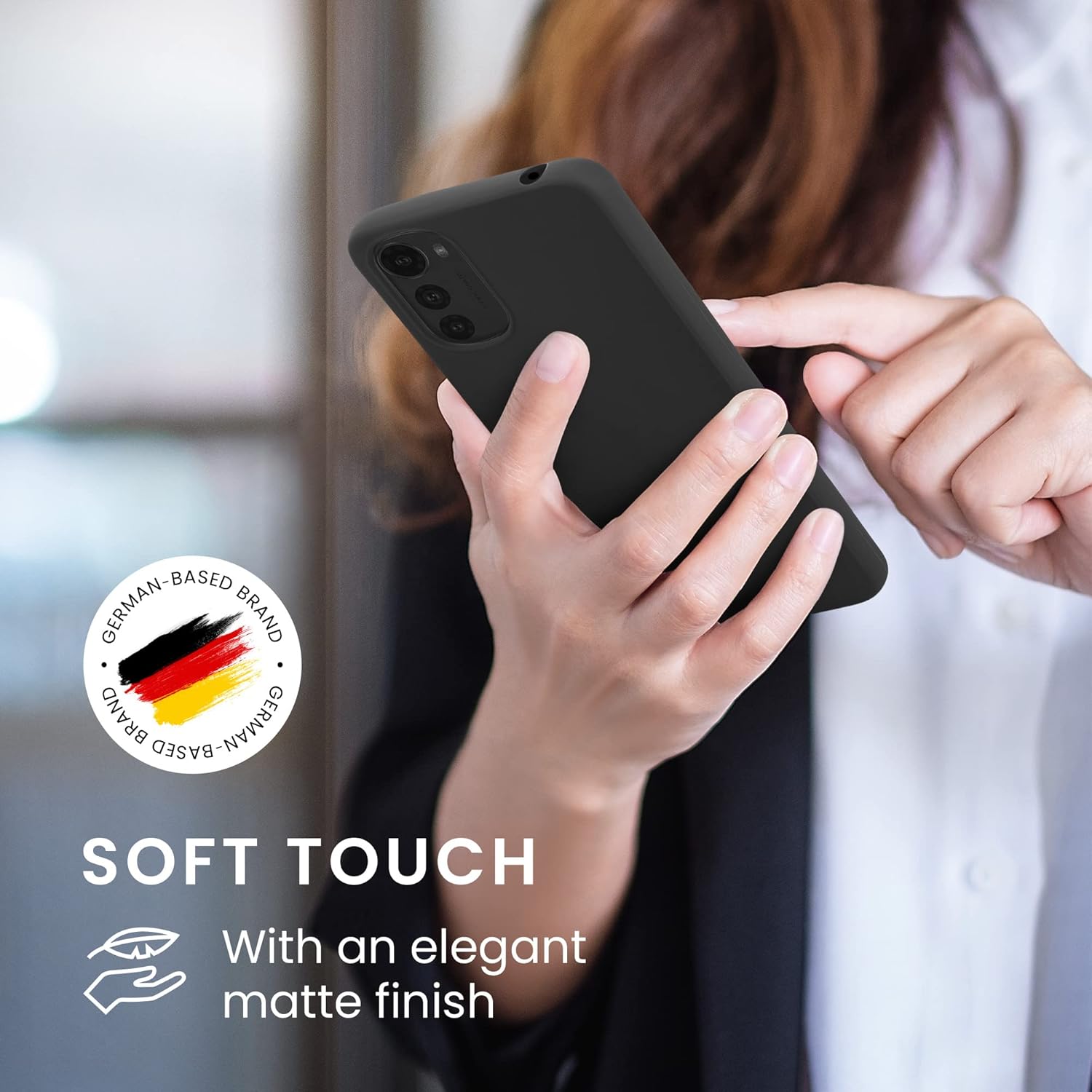 kwmobile Funda compatible con Motorola Moto E32 – Funda protectora de silicona TPU suave y delgada – Negro mate