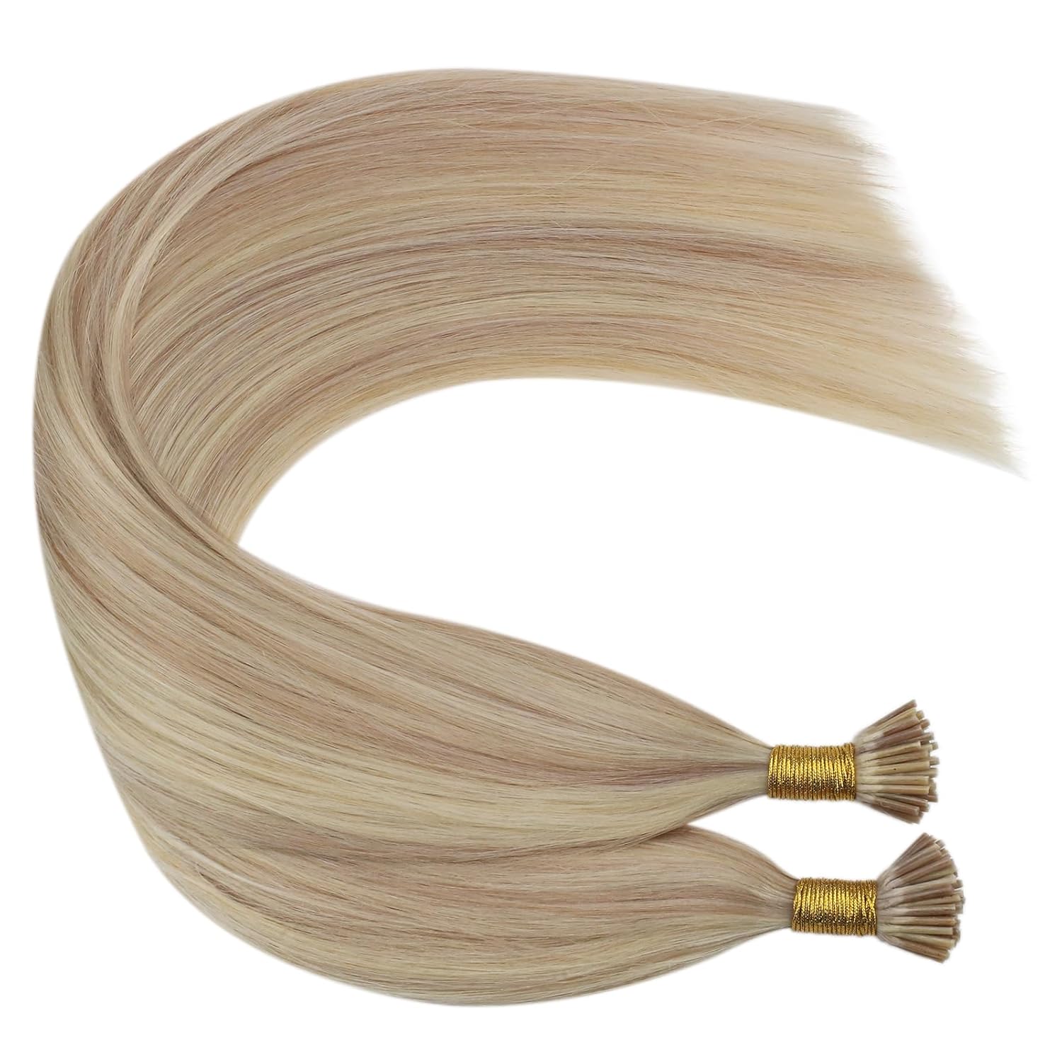 Ugeat I Tip – Extensiones de cabello humano con queratina de 18 pulgadas, extensiones de cabello humano #P1813 rubio ceniza con reflejos rubios