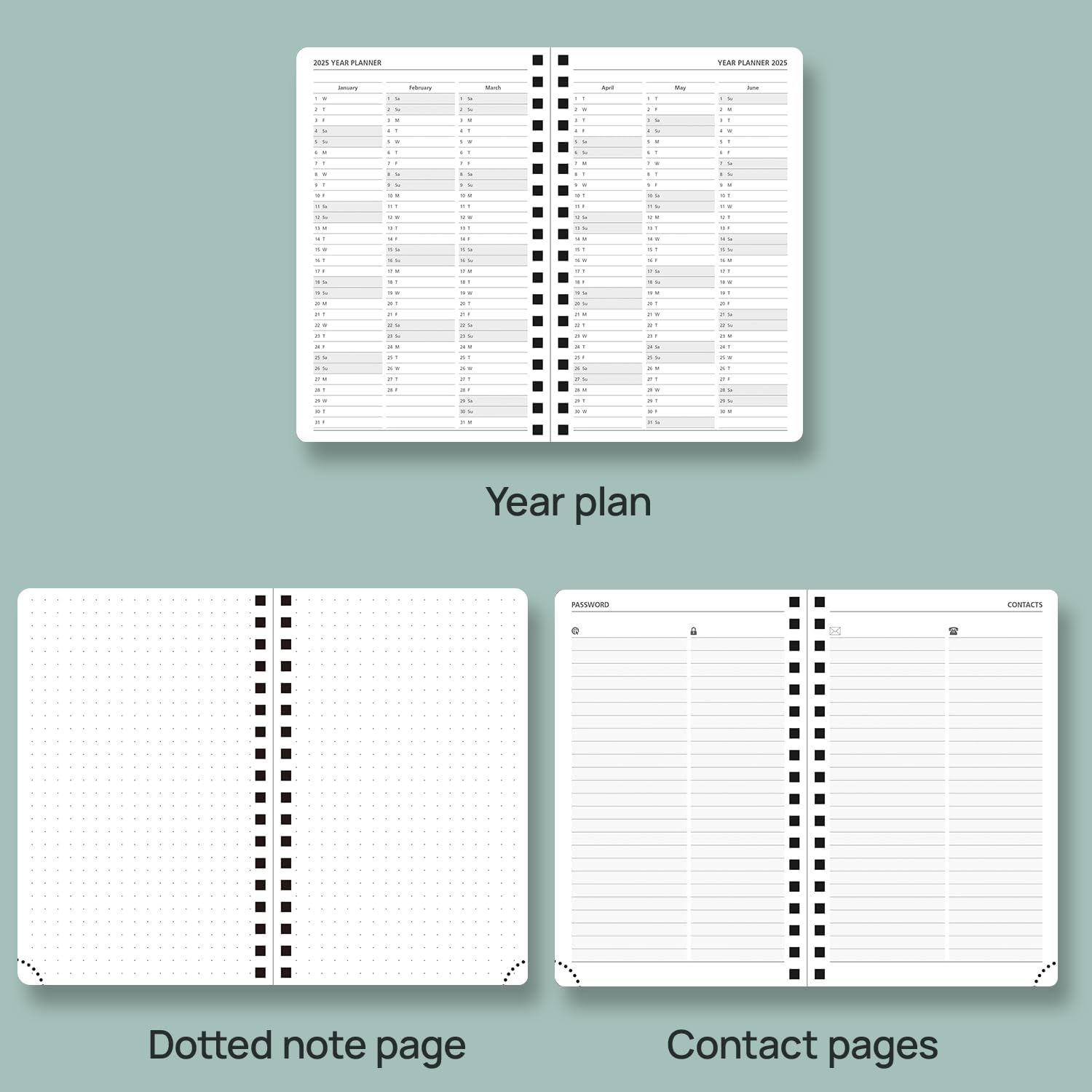 POPRUN Agenda semanal 2024-2025, tamaño de bolsillo, 4 x 6.25 pulgadas, calendario académico pequeño para bolso con cubierta suave en espiral, regla