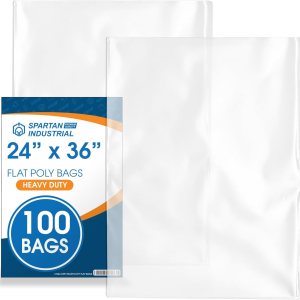 Spartan Industrial – Bolsas de plástico transparente de 24 pulgadas x 36 pulgadas (100 unidades) de 2 mil, resistentes y planas de extremo abierto, Spartan Industrial – Bolsas de plástico transparente de 24 pulgadas x 36 pulgadas (100 unidades) de 2 mil, resistentes y planas de extremo abierto,