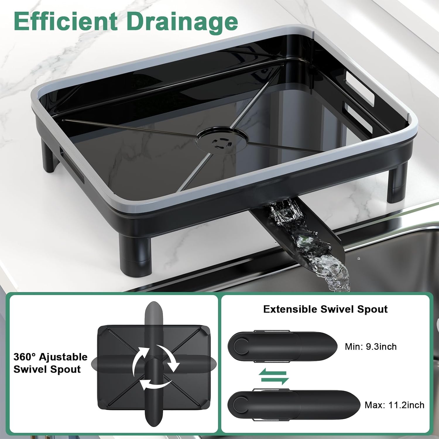 Escurridor de platos, escurridor de platos para encimera de cocina con escurridor, estante de metal duradero con soporte para cubiertos para platos,