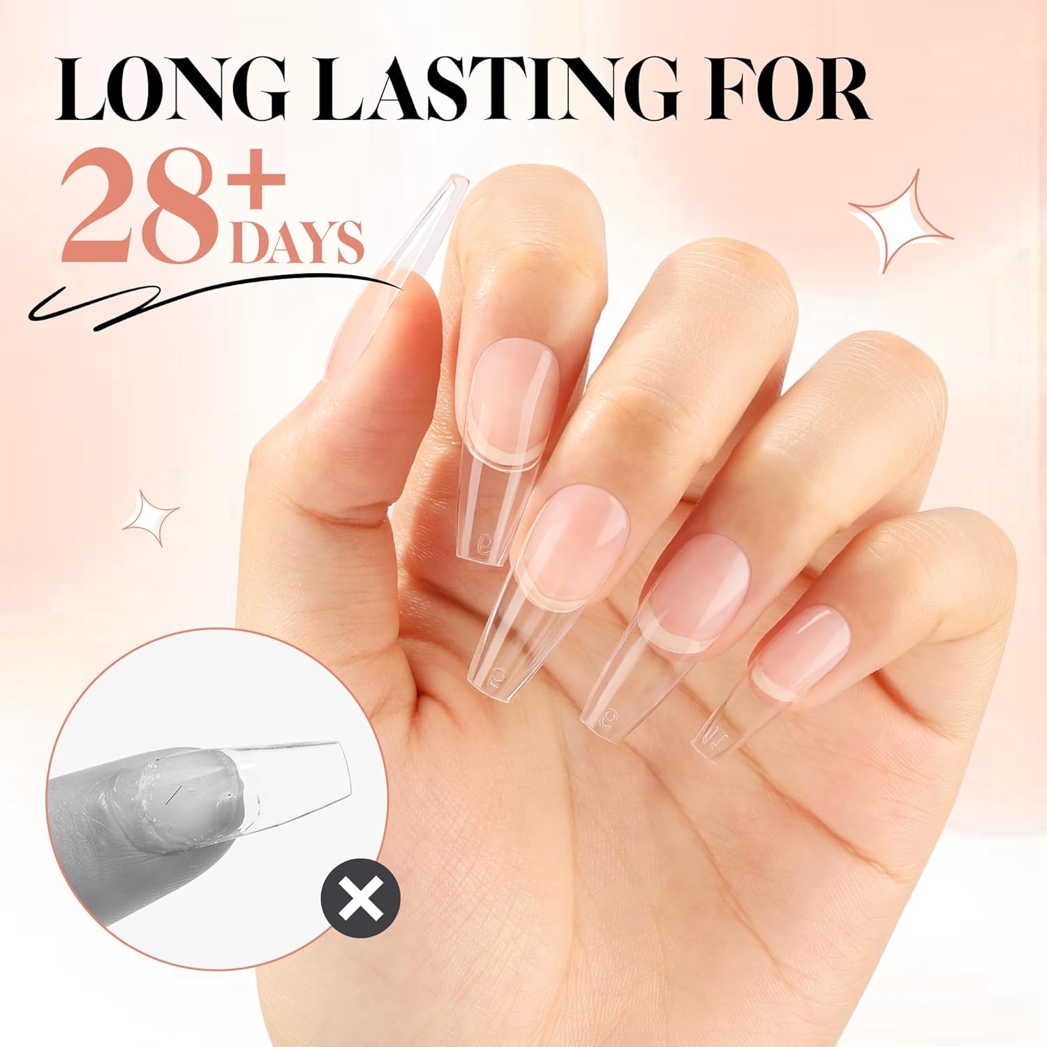UNA GELLA Puntas de uñas de gel suave, gel de pegamento sólido para uñas, gel de pegamento de uñas de 1.4 fl oz, necesita secado por lámpara,