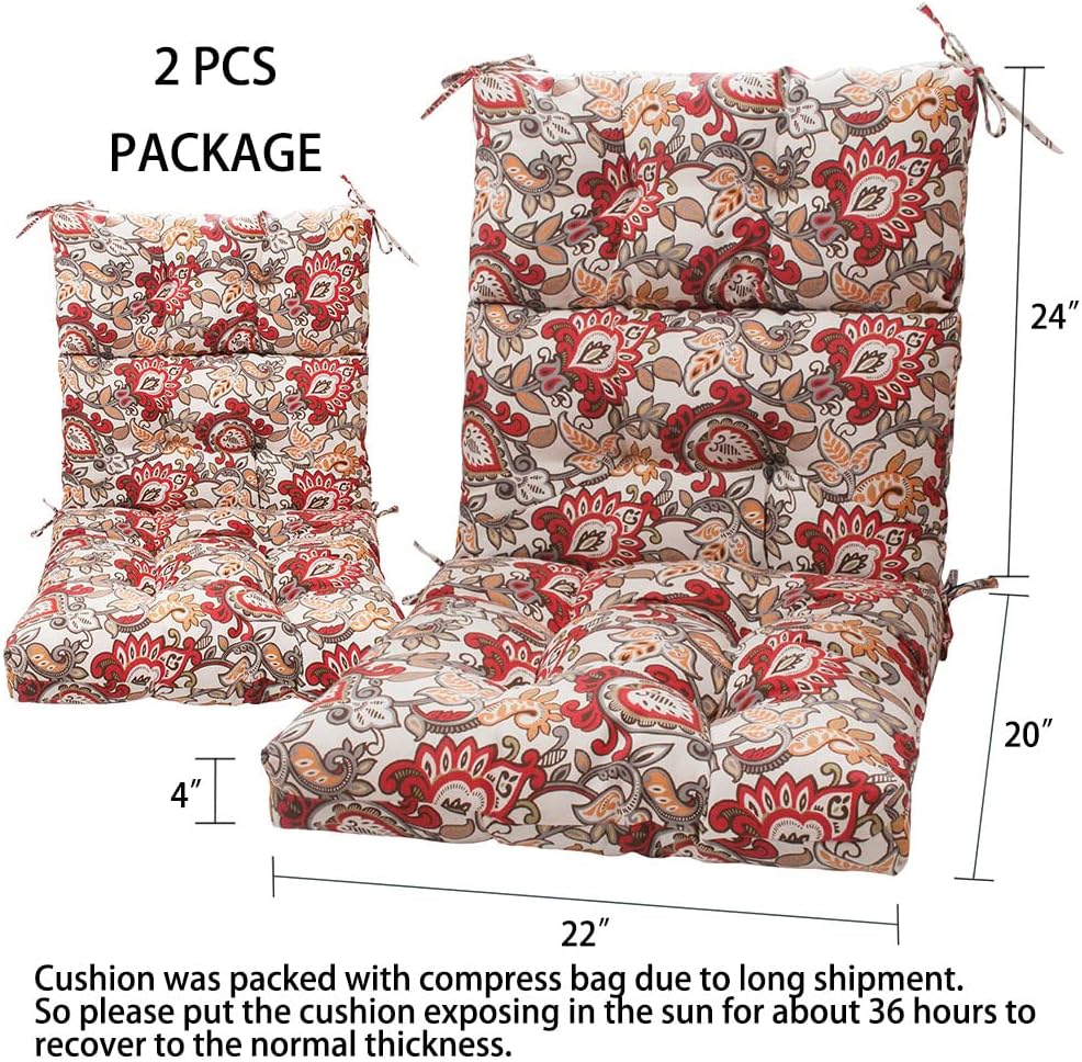 Magpie Fabrics Juego de 2 cojines para silla de respaldo alto para interiores y exteriores, impermeables, para asientos profundos, para tumbona