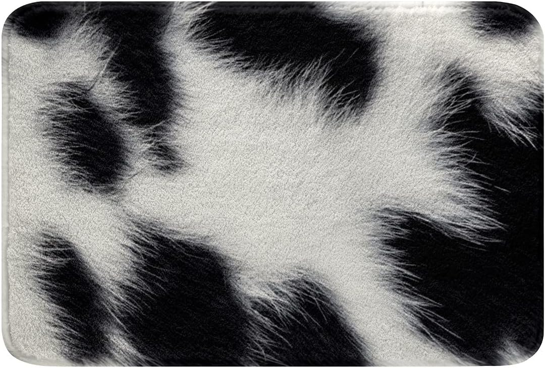 Alfombra de baño con estampado de vaca, antideslizante, absorbente, alfombra de baño con temática de animales, accesorios de baño con temática de