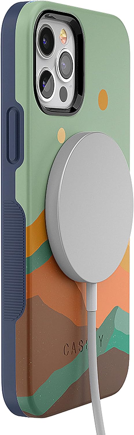 Casely Funda para iPhone 12 Pro Max  Compatible con MagSafe  Endless Peaks  Funda de montaña con bloques de color