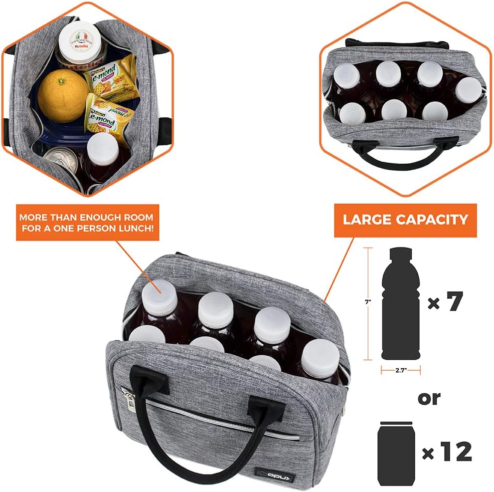 Opux Bolsa de almuerzo para mujer, bolsa térmica para almuerzo, para mujer, niña. Mediana, reutilizable, suave, para escuela, trabajo, oficina