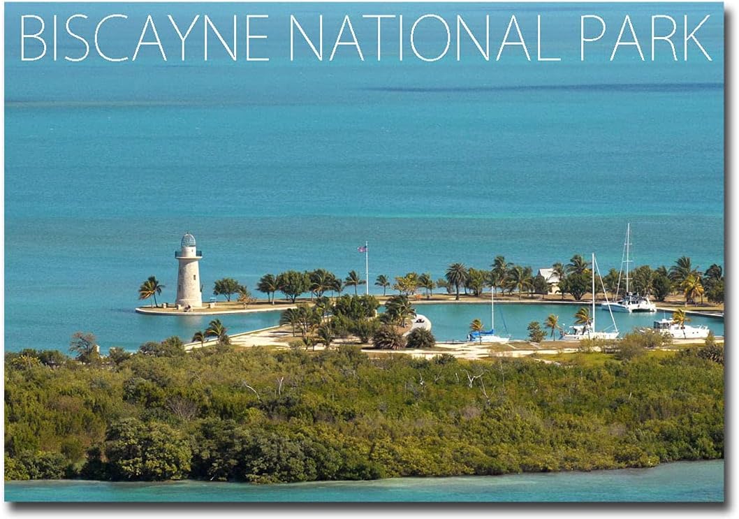Imán de nevera Boca Chita Key Lighthouse Biscayne National Park, Florida, tamaño 2.5 x 3.5 pulgadas