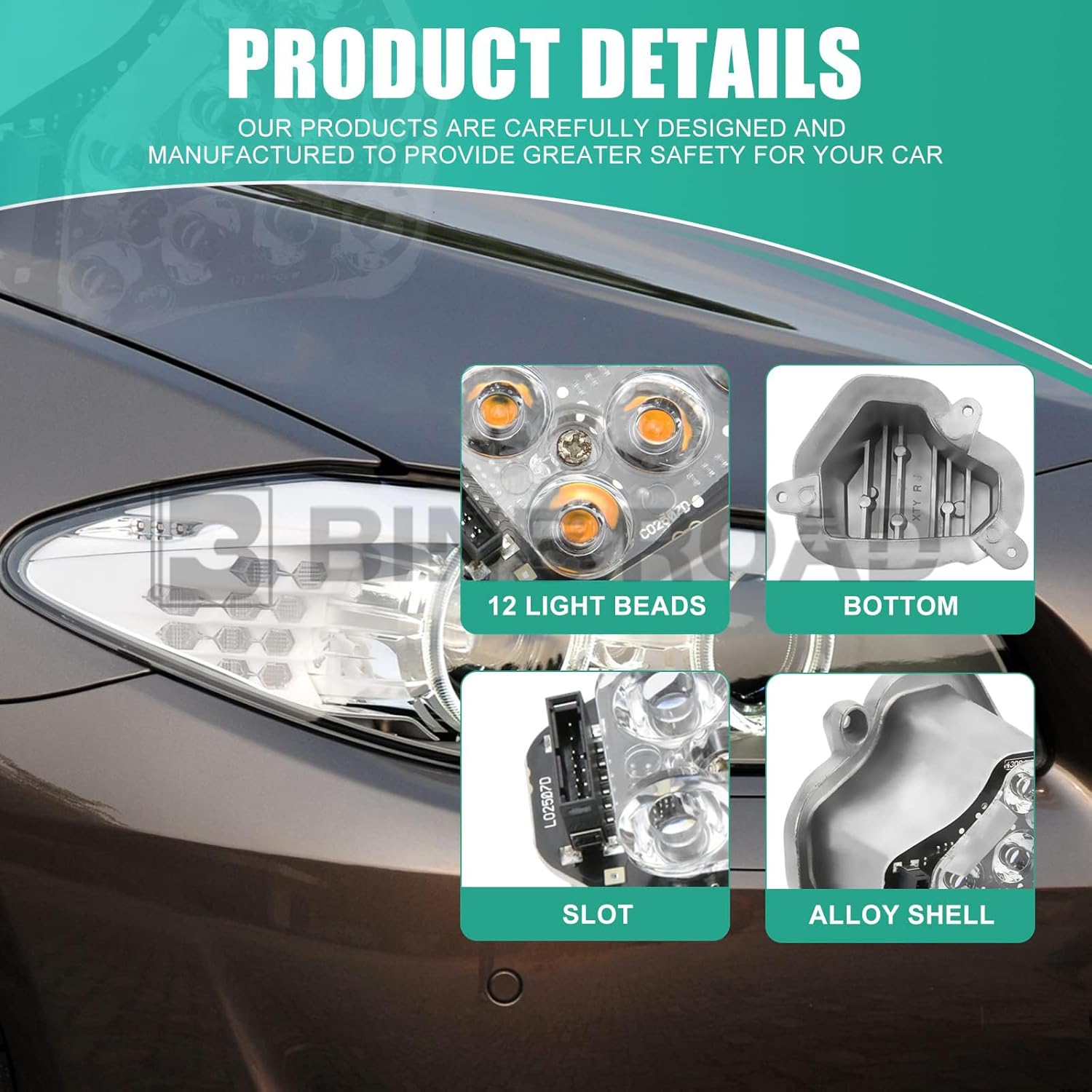 BINB ROAD Módulo de faros LED de señal de giro izquierdo y derecho 63117271901 + 63117271902 compatible con BMW 520i 525i 530i F10 F18 2009-2013