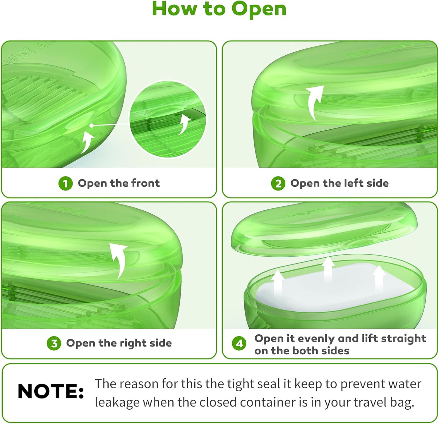 Paquete de 4 soportes transparentes para jabón, contenedor de jabón de viaje, jabonera portátil con tapa, funda de jabón a prueba de fugas para