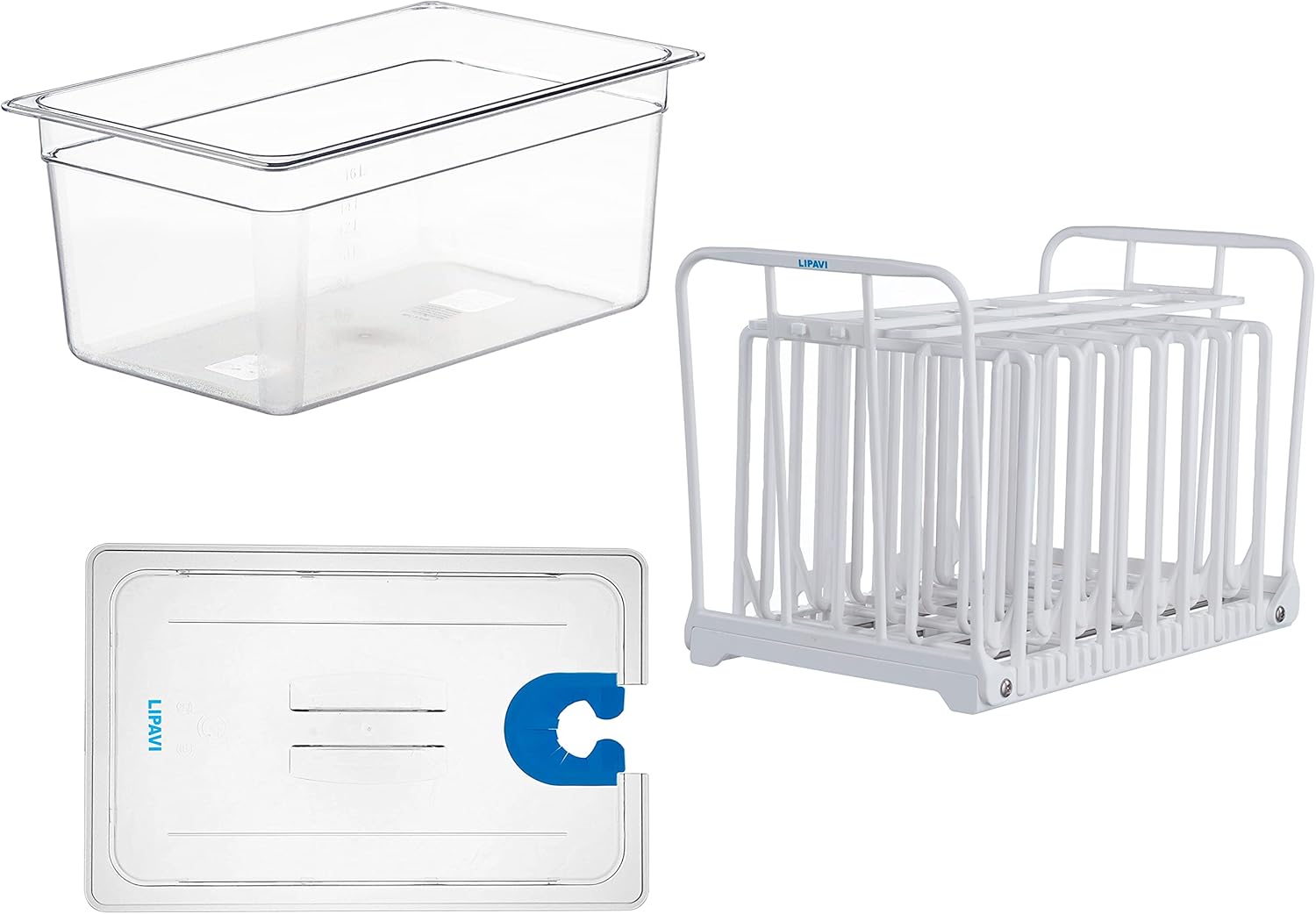 LIPAVI Sistema Sous Vide Modelo NXC15-UNIR – con contenedor C15, estante N15X y una tapa universal – se adapta a prácticamente cualquier máquina
