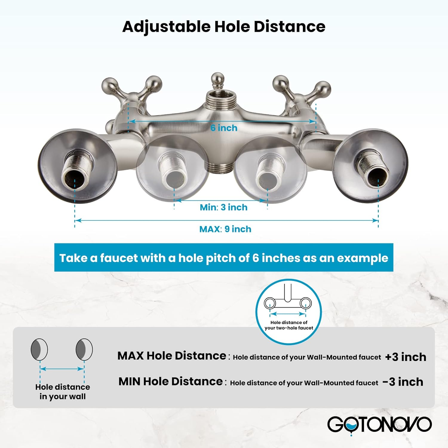 gotonovo Clawfoot – Grifo para bañera de 3-38 pulgadas, con patas de garra, brazo oscilante, ajustable, níquel cepillado, utilidad comercial,