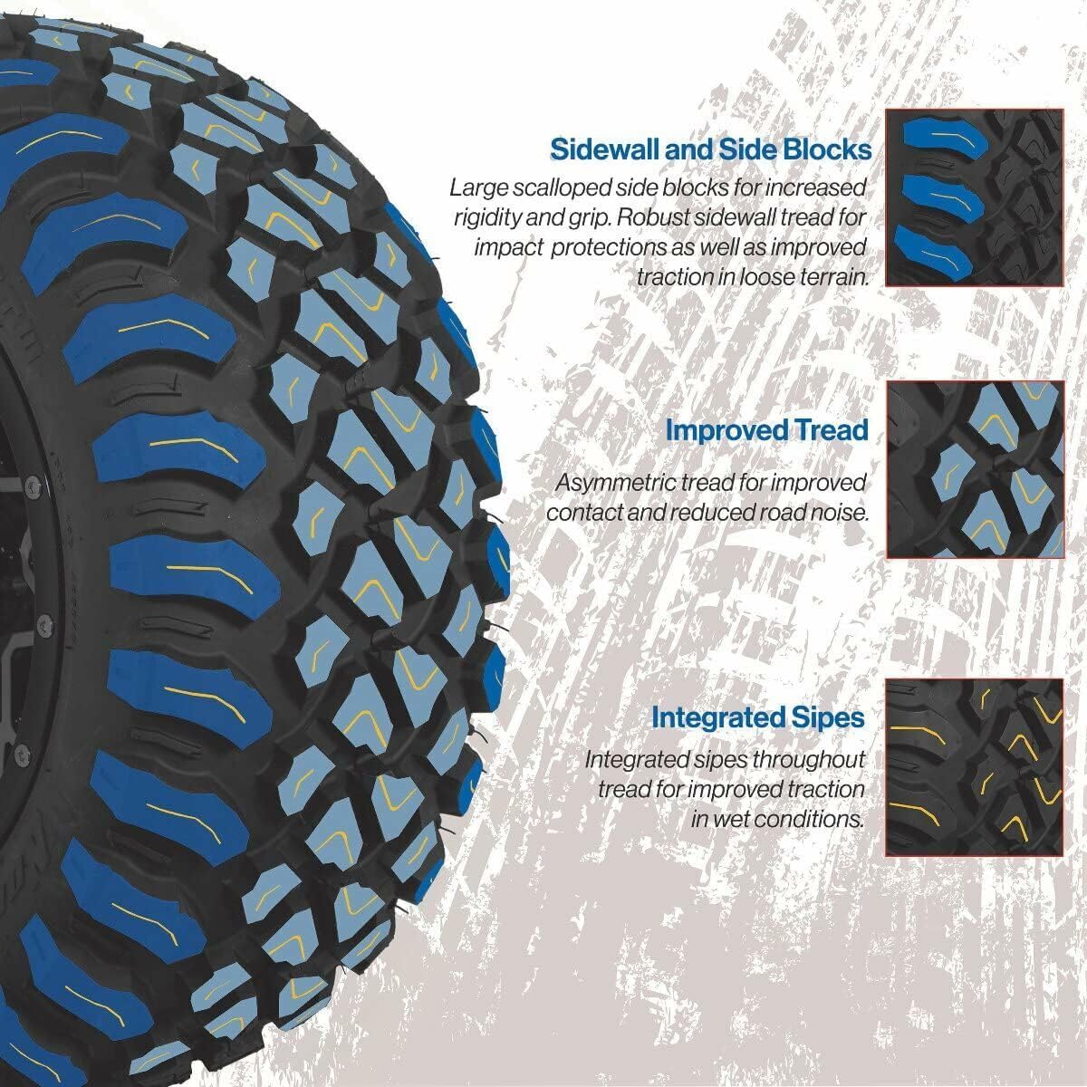 GTW GTW Stellar – Juego de 4 ruedas y neumáticos para carrito de golf de 15 pulgadas, ruedas radiales para todo terreno con cinturón de acero Nomad