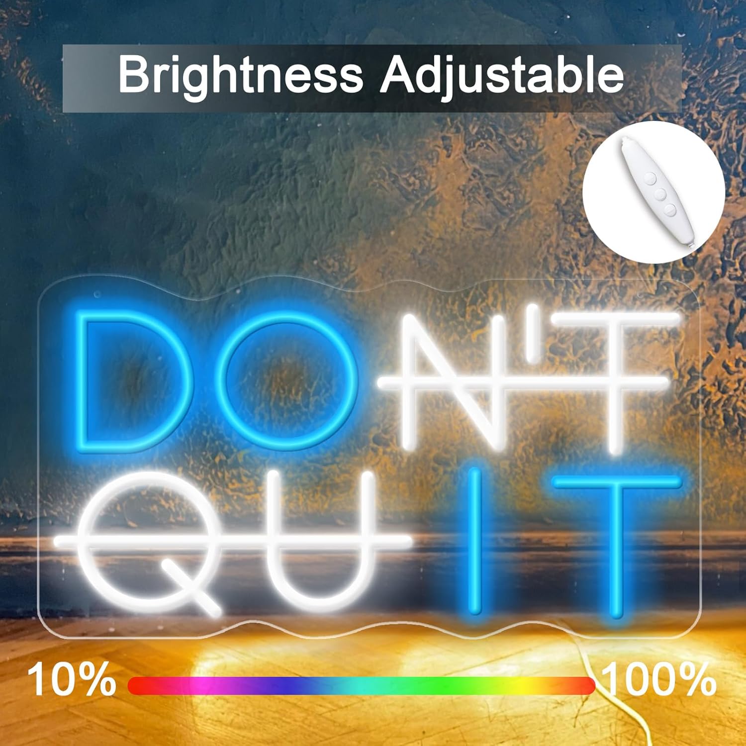 Letreros LED de neón, letrero de neón con texto en inglés “Don’t Quit”, para oficina, sala de yoga, gimnasio, sala de jugadores, regalo de