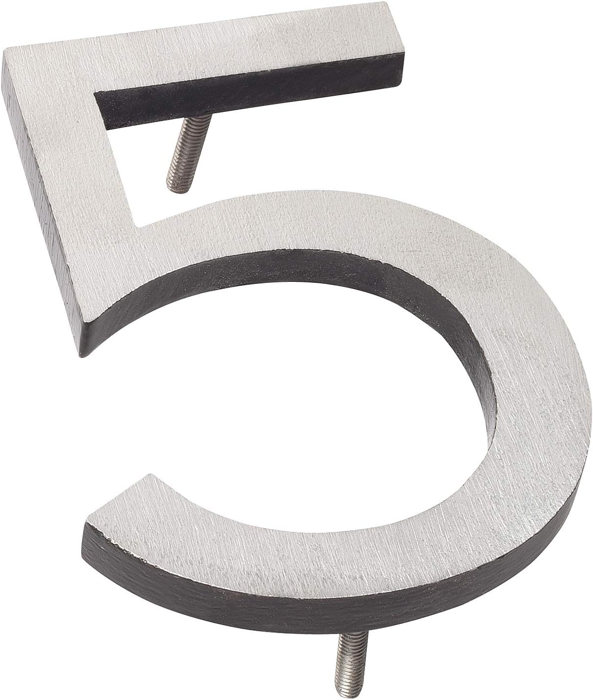 Montague Metal Products MHN-04-F-BK2-5 Números de casa de dirección flotantes modernos de aluminio cepillado sólido, 4 pulgadas, níquel satinado con
