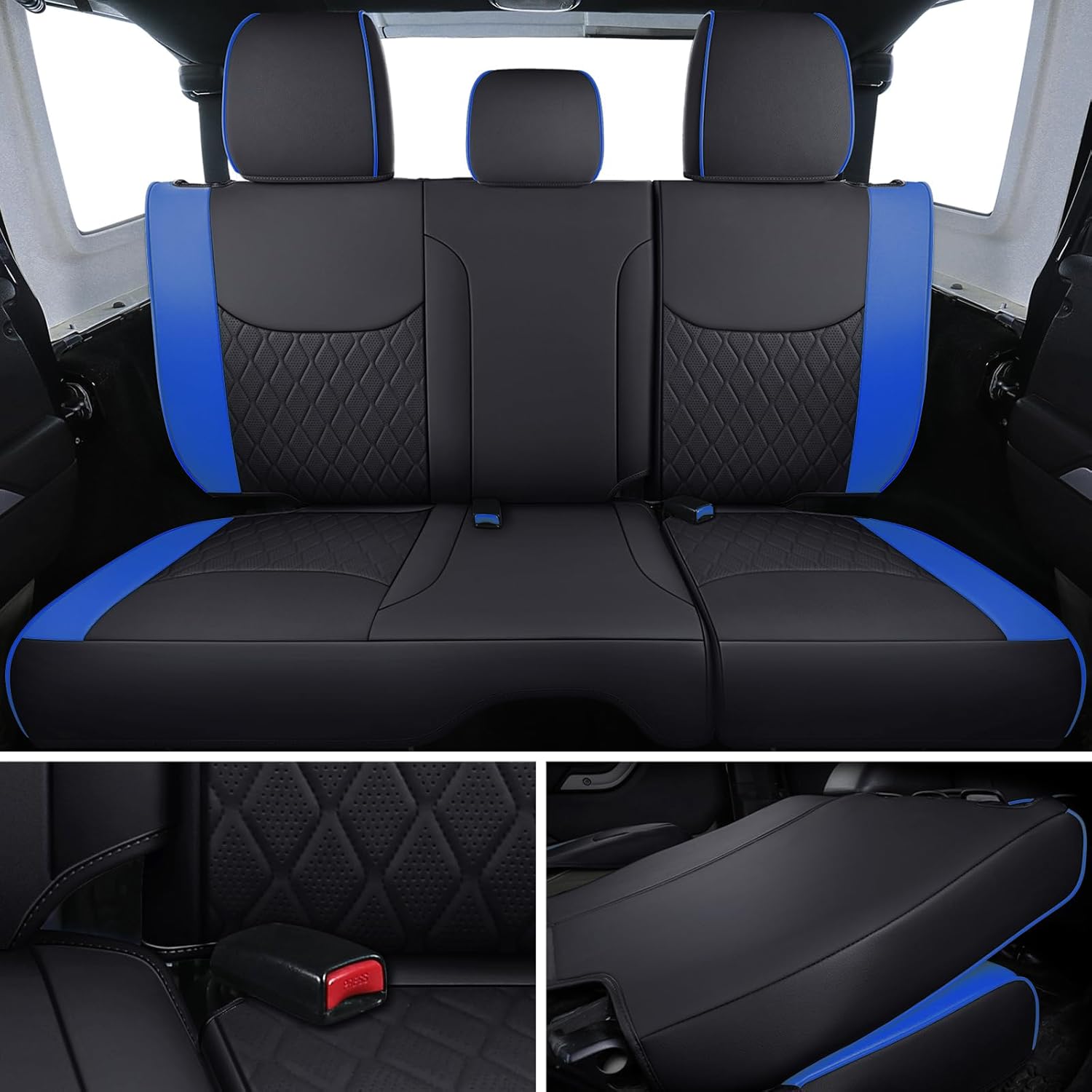 Coverado Jeep Wrangler JK JL – Juego completo de fundas de asiento de automóvil de 4 puertas, fundas impermeables para asientos de automóvil, ajuste