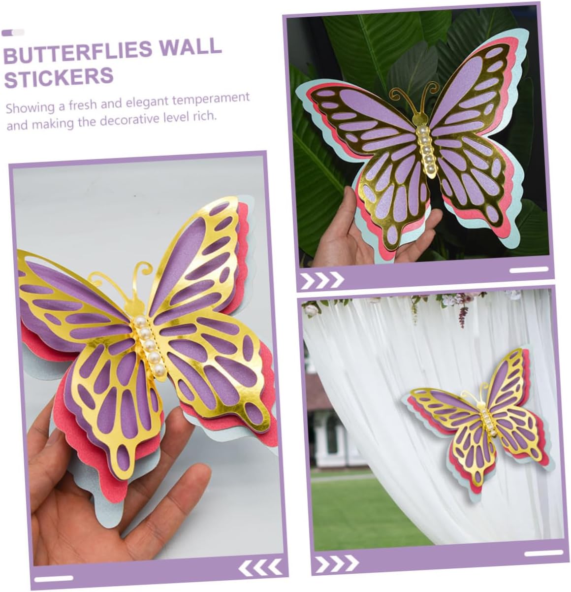 Abaodam 6 Pcs Party Decoration Butterfly Wedding Decor Wedding Wall Decor Wall Butterflies Wall Ornament Butterflies Decorations Butterflies