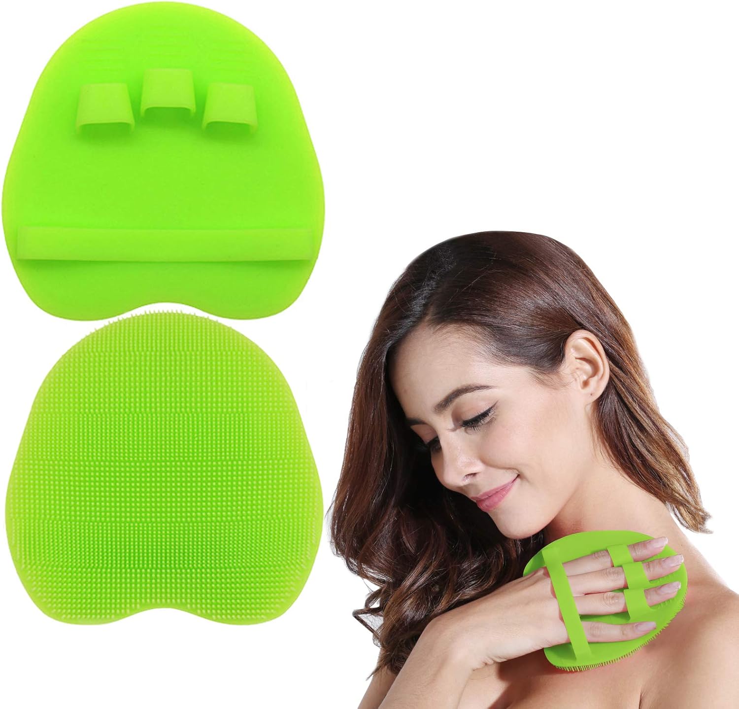 1 cepillo de ducha de silicona suave para el cuerpo, rostro y pelo corto, limpiador, exfoliante, masajeador, guante para cepillado de la piel seca,