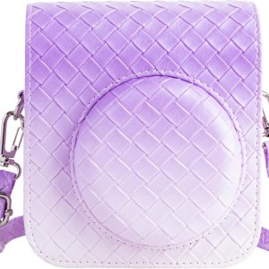 MUZIRI KINOKOO Funda para cámara de película instantánea Fujifilm Instax Mini 12Polaroid Mini 12, funda protectora de piel sintética con tejido MUZIRI KINOKOO Funda para cámara de película instantánea Fujifilm Instax Mini 12Polaroid Mini 12, funda protectora de piel sintética con tejido