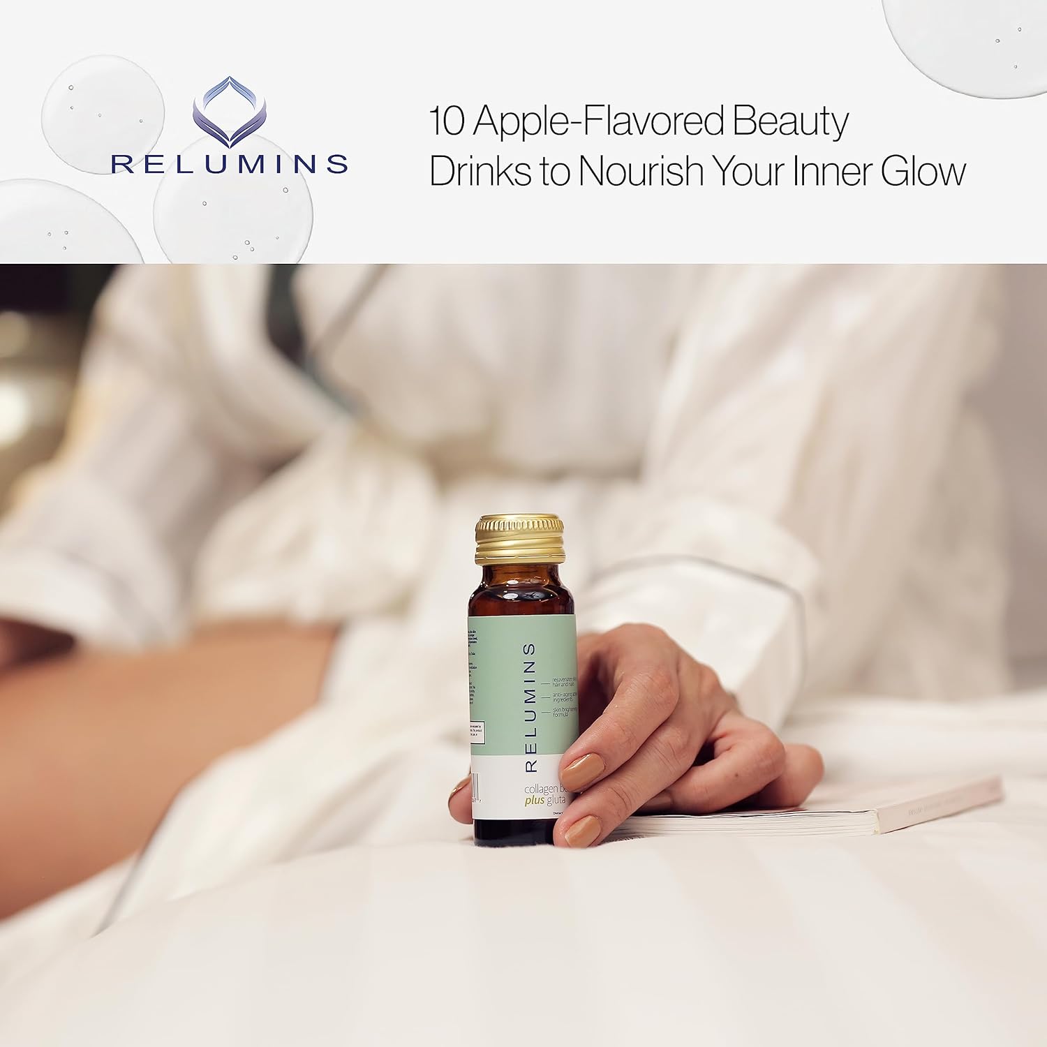 Relumins Advance – Bebida rejuvenecedora de colágeno con glutatión, hialurónico, CoQ10, EGCG, resveratrol y más, combate naturalmente los signos del