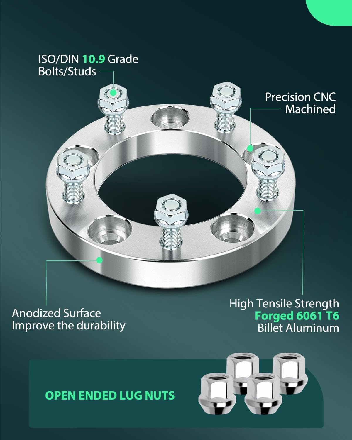 SCITOO 4 adaptadores espaciadores de rueda de 1 pulgada 5×139.7 de 5 x 5.5 a 5 x 5.5 con 12 pulgada 4.252 in