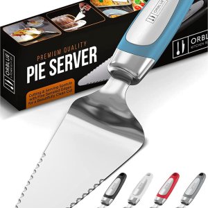 Orblue Servidor para tartas, herramienta esencial de cocina, dentada en ambos lados, ideal para chef diestro o zurdo, cubiertos de acero inoxidable, Orblue Servidor para tartas, herramienta esencial de cocina, dentada en ambos lados, ideal para chef diestro o zurdo, cubiertos de acero inoxidable,