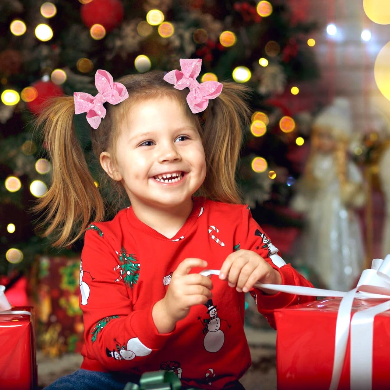 Lazos para el cabello de lentejuelas, 4 lazos con purpurina brillante con pinza para el pelo de cocodrilo para niñas pequeñas, niños y adolescentes,