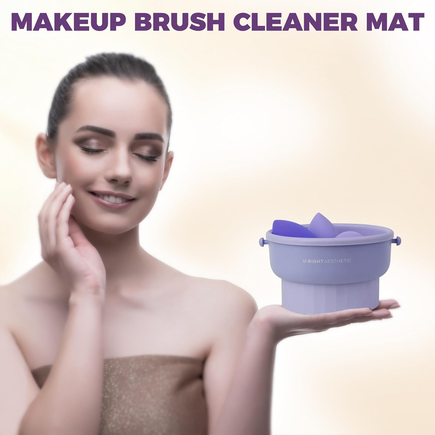 Limpiador de brochas de maquillaje, 2 en 1, tapete de limpieza de brochas de maquillaje portátil, herramienta de lavado portátil, limpiador de