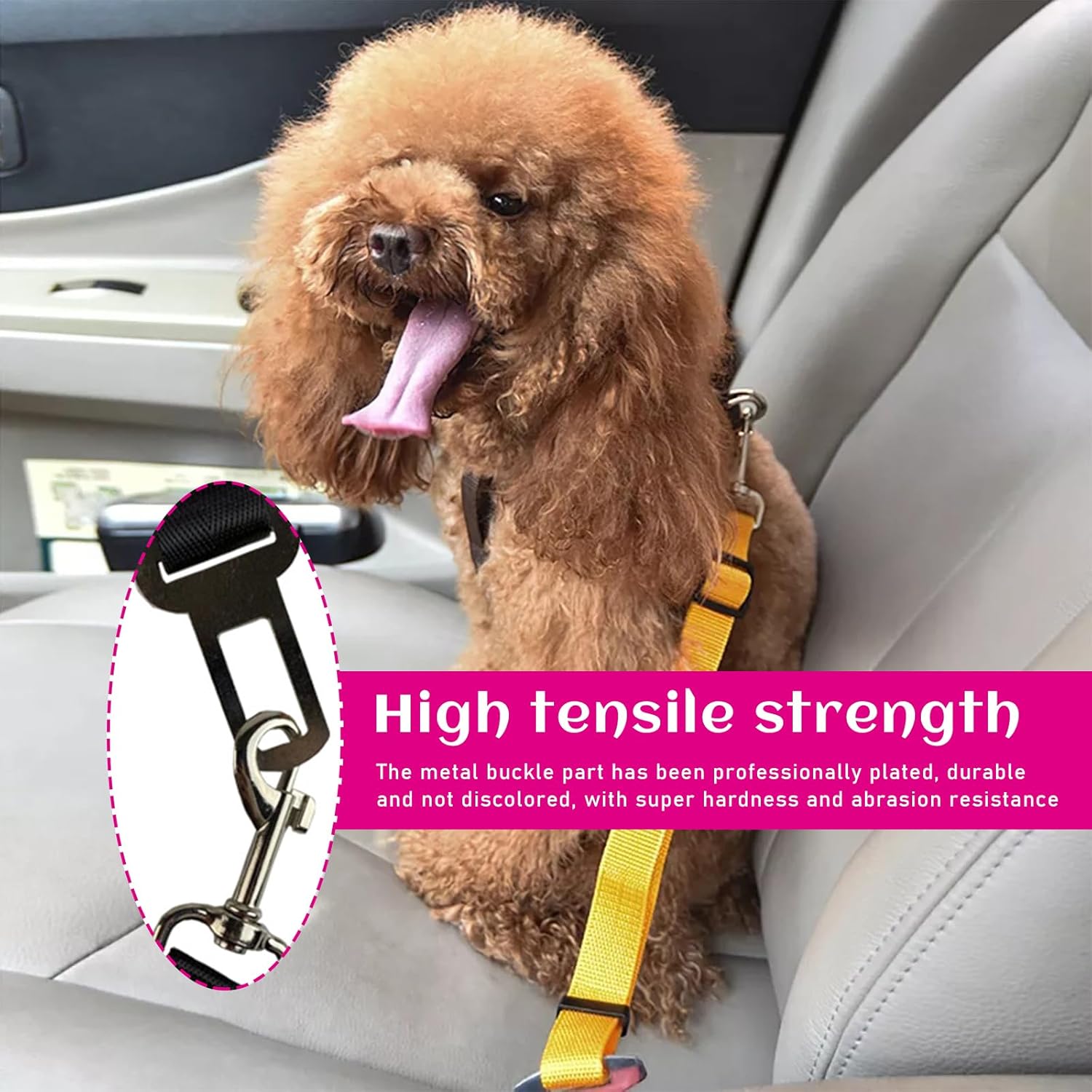 2 correas de seguridad para perros para automóvil, arnés ajustable de nailon para mascotas, correa de sujeción para cables de seguridad para