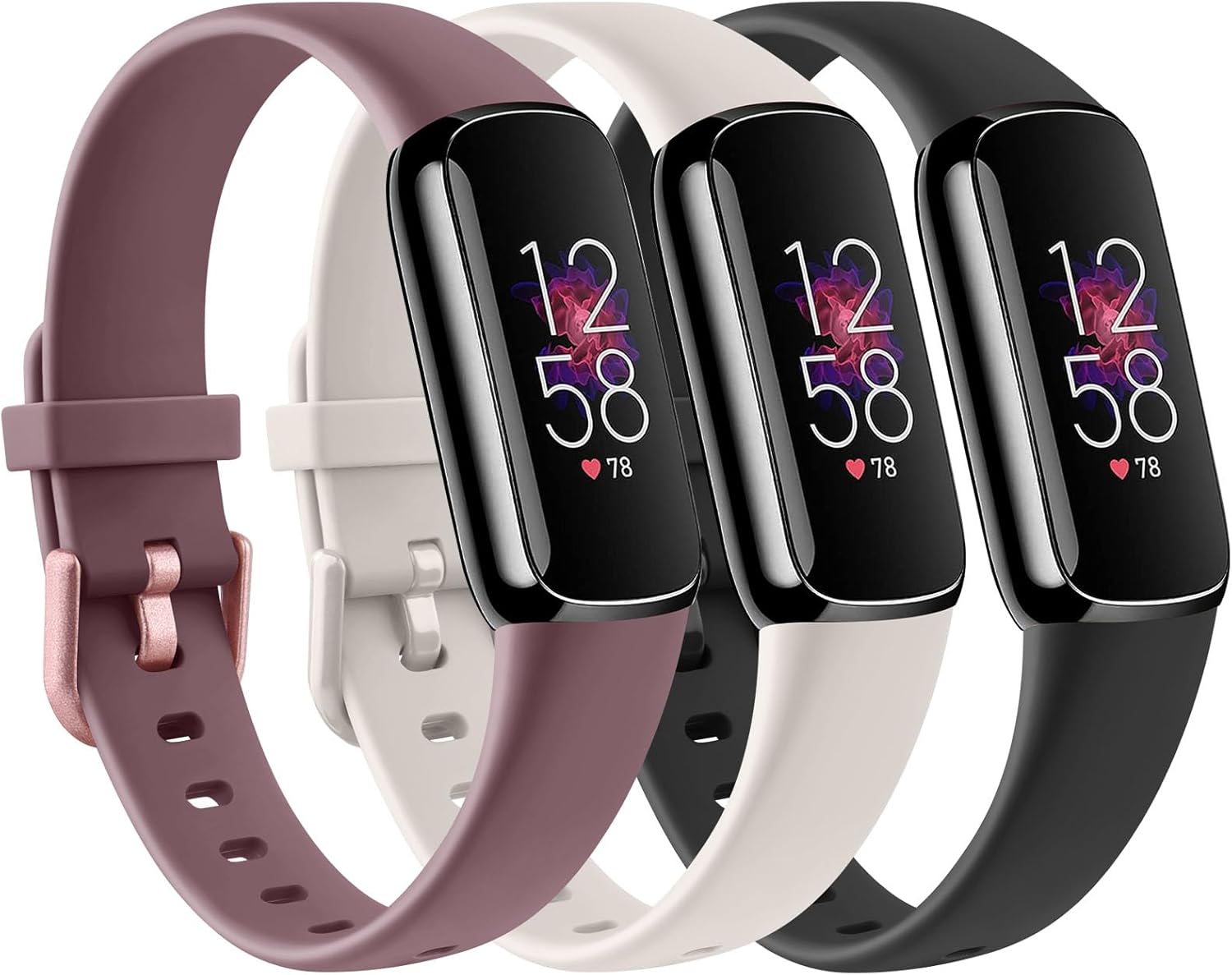 VANCLE Bandas compatibles con Fitbit Luxe para mujeres y hombres, 3 unidades Correas deportivas de repuesto de silicona suave para Fitbit Luxe