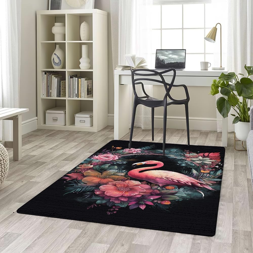 Alfombras de flamenco para adolescentes y adultos, alfombra de flamenco floral, alfombra con estampado de flamencos, alfombra con estampado de