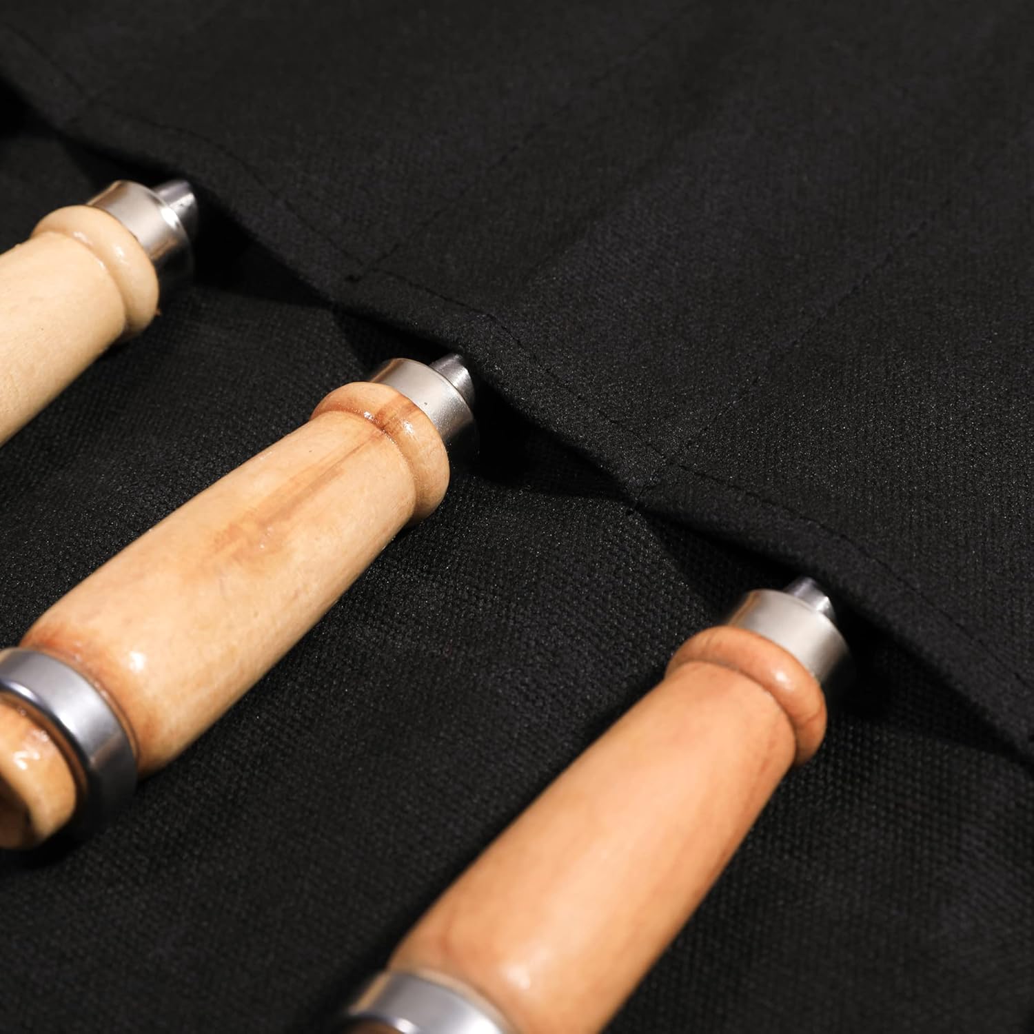 Rollo de herramientas de llave con 6 bolsillos, bolsa enrollable de lona encerada para cinceles, martillos, plantillas de pesca, cuchillo de