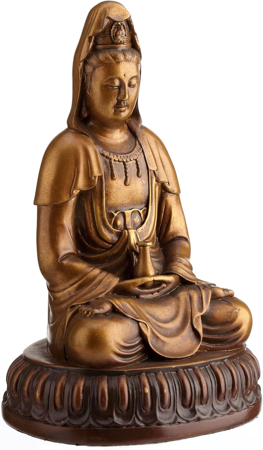 Veronese Design 5 12 pulgadas de alto Guanyin Lotus Meditación Pacífica Estatua Resina Acabado pintado a mano