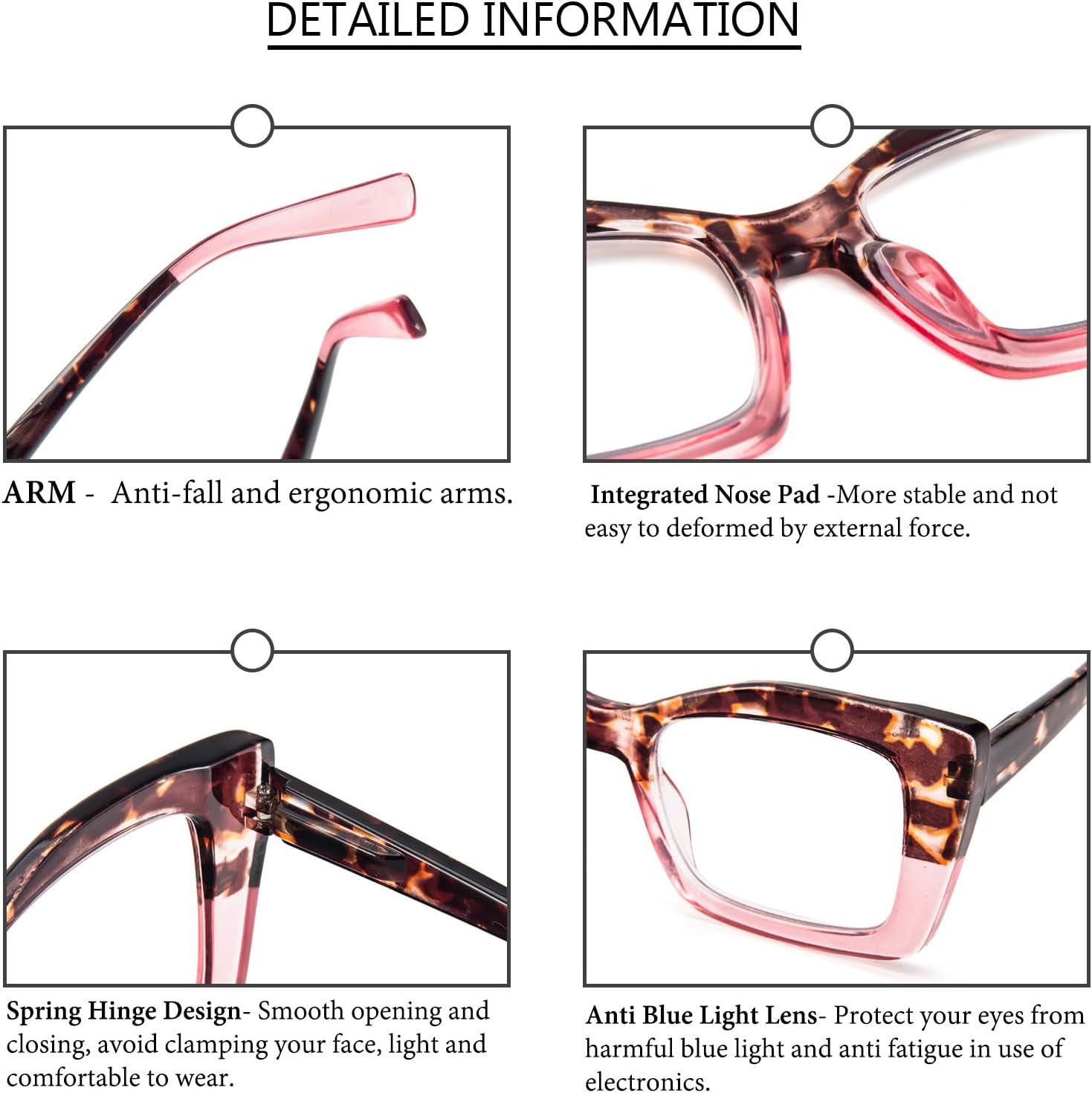 DXYXYO Lentes de lectura cuadrados de gran tamaño para mujer, bloqueo de luz azul, estilo Oprah, marco grueso, lectores con bisagra de resorte