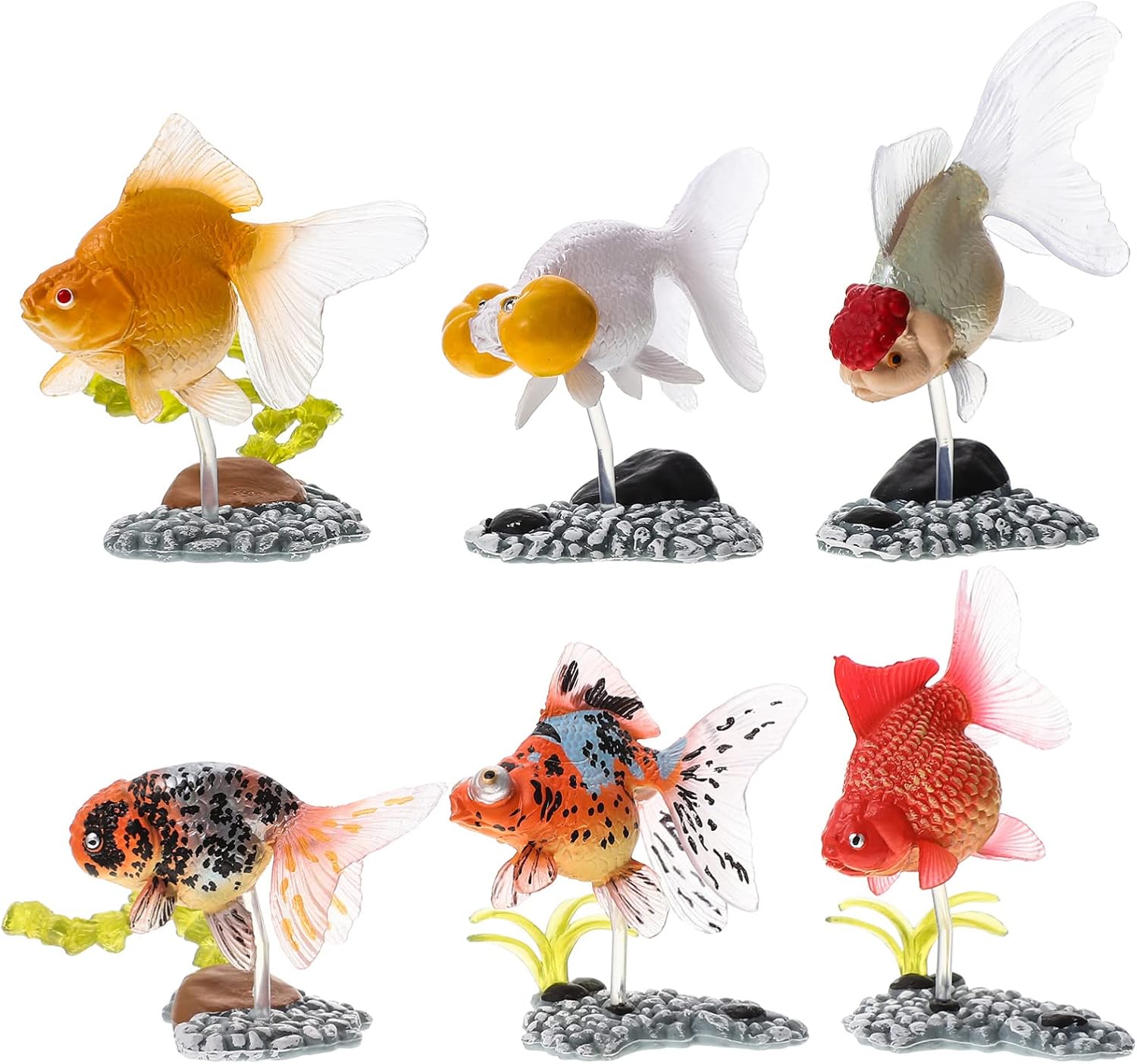Zerodeko 6 piezas de pequeños modelos de peces dorados, figuras de peces en miniatura, decoración de micro paisaje, figuras decorativas de peces