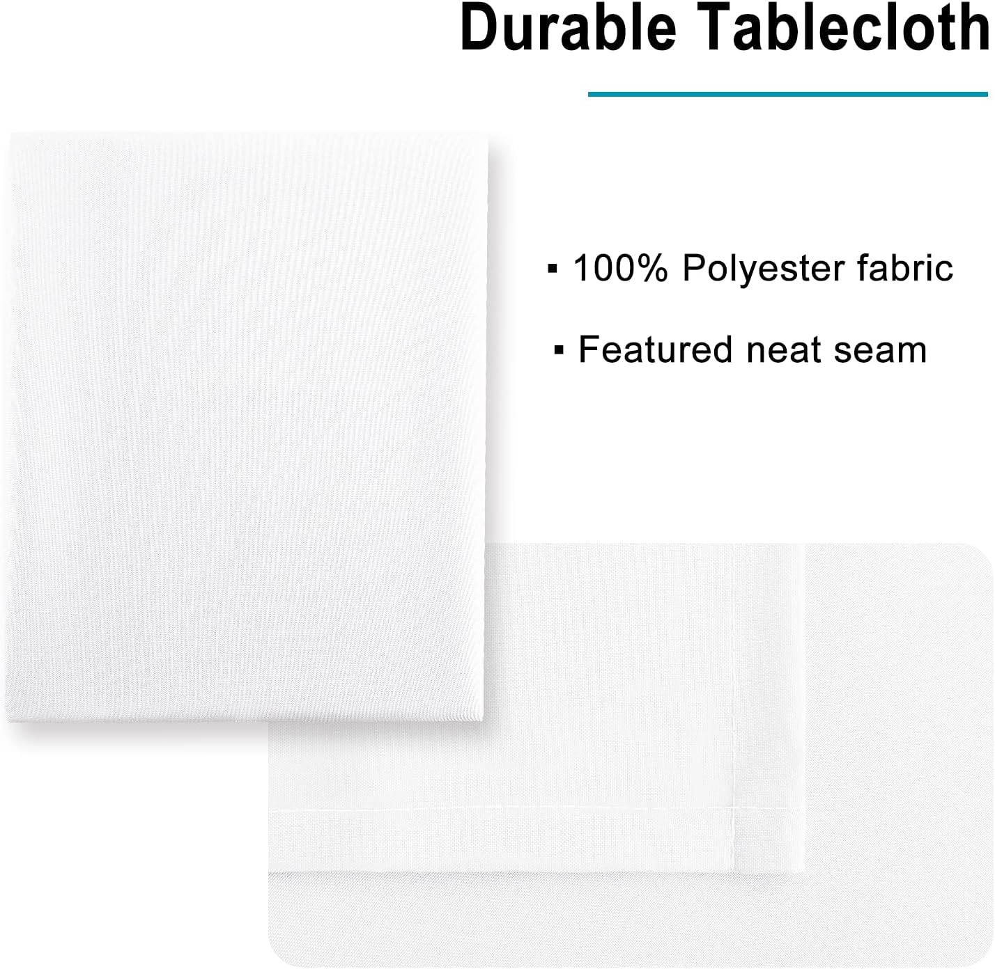 Hiasan – Mantel para mesa rectangular color blanco, es impermeable, lavable, está hecho de tela de poliéster, mide 70 x 90 pulgadas, para comedor,