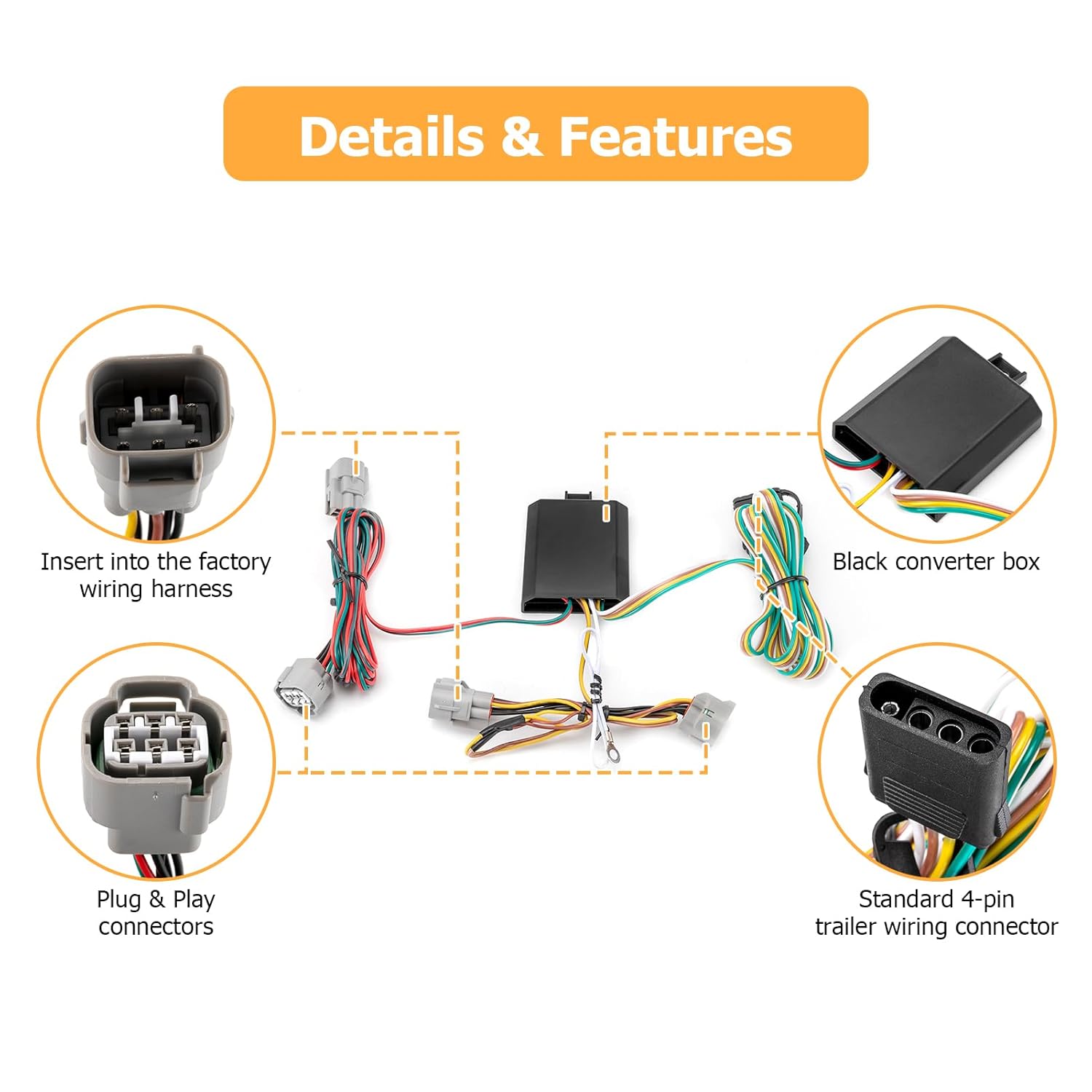 WeiSen Arnés de cableado de remolque de 4 pines personalizado compatible con Toyota Tacoma 2005-2015, Toyota T100 1993-1998, Toyota Hilux 2008-2012