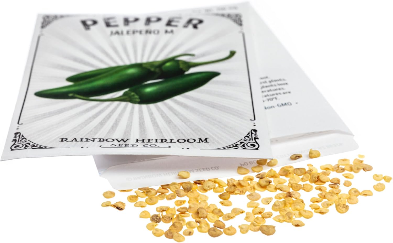 Semillas de pimiento para plantar  Variedad Jalapeño M  Semillas sin OMG y reliquia  Paquete de semillas con instrucciones de cultivo por Rainbow