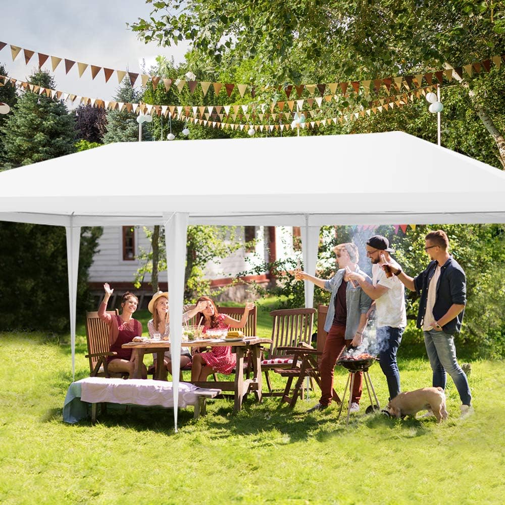 UNCHAIN Tienda de campaña con toldo de 10 x 20 pies, impermeable y recubierta contra rayos UV, para patio, cenador, playa, para uso doméstico,