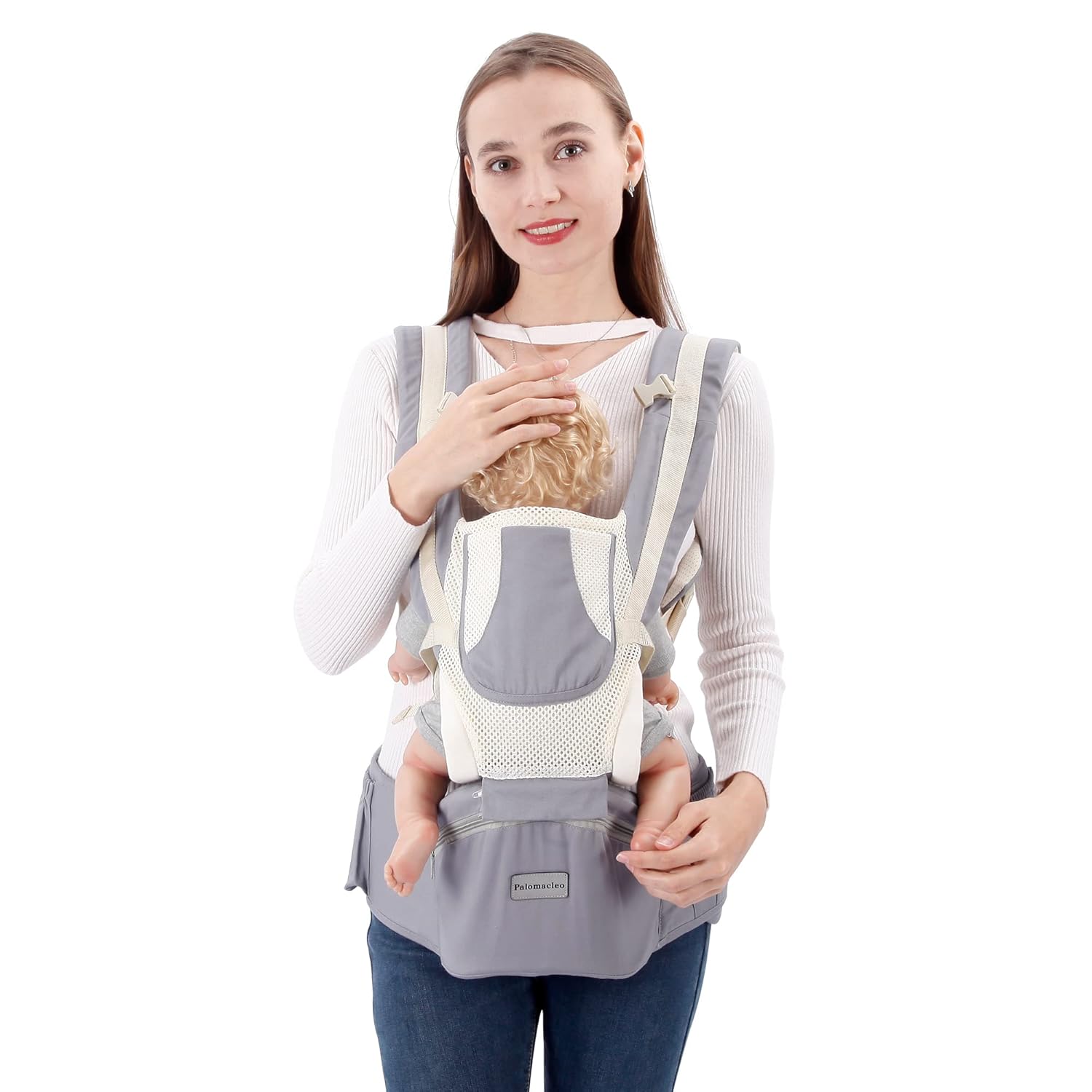 Portabebés para recién nacidos a niños pequeños, 6 en 1 con asiento de cadera completo para todas las estaciones, mochila ajustable y extraíble con