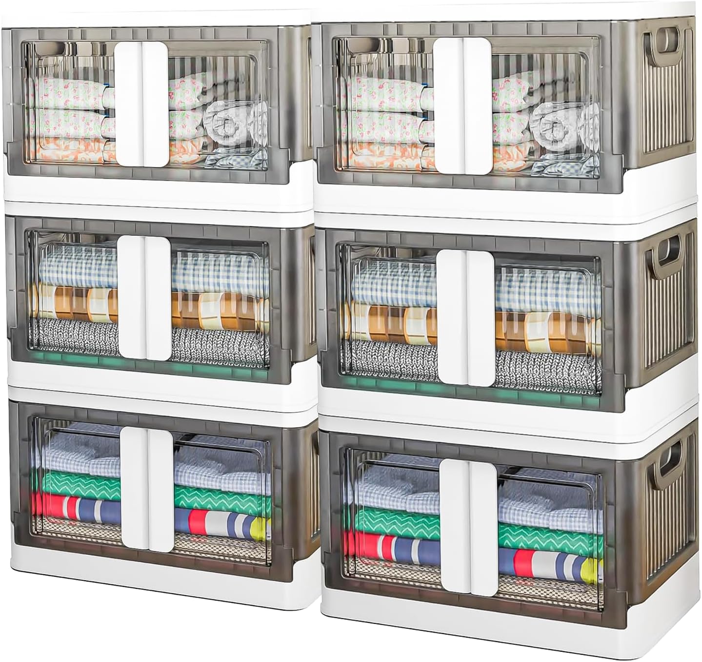 Our Modern Space Paquete de 6 cajas de almacenamiento organizadoras de armario de 8.5 galones, plegables y plegables con ruedas, perfecto para